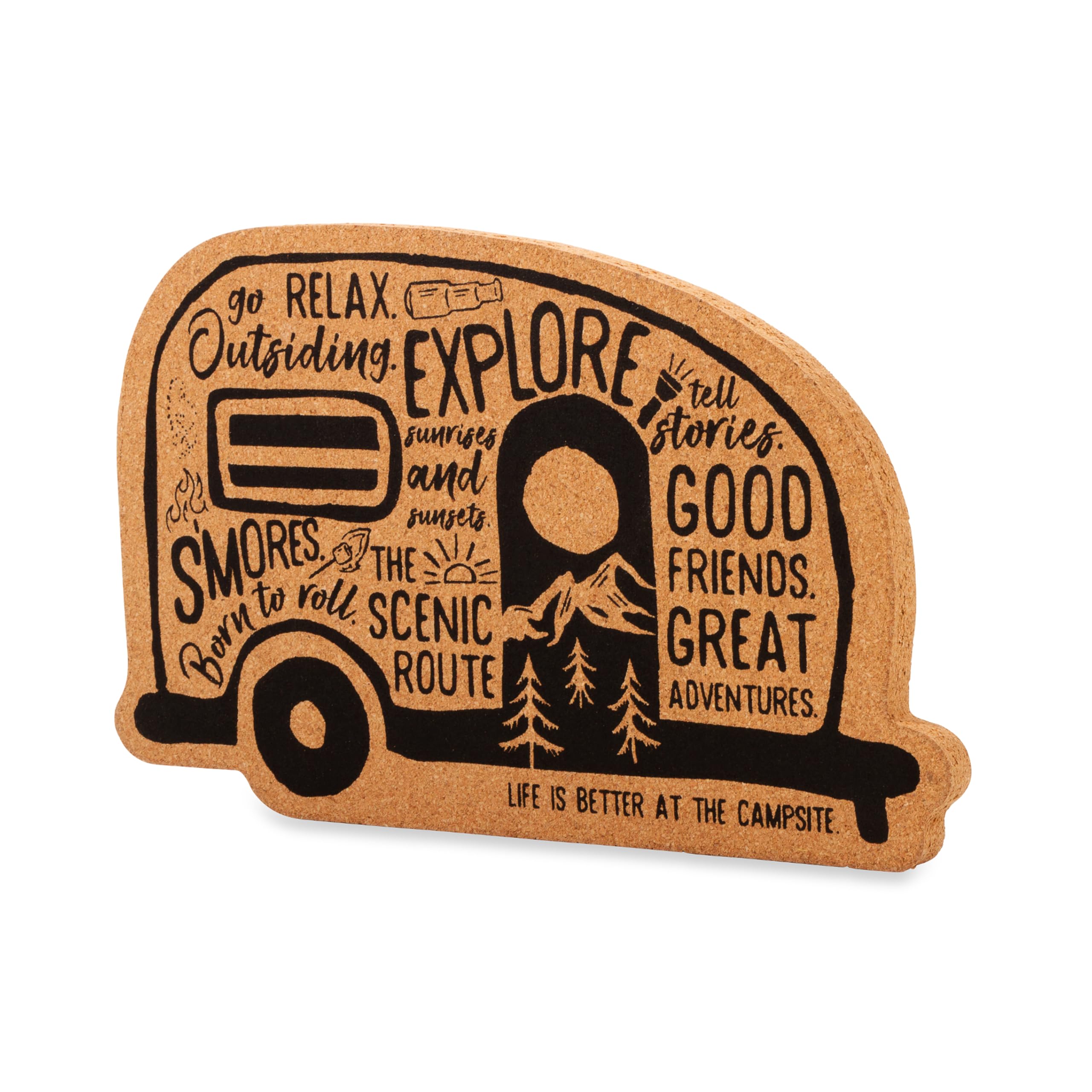 Camco Hot Pad Life is Better at The Campsite - Features Graffiti RV Design - Effectively Protects Your Countertops, Tabletops and Other Surfaces from Heat Damage - 11 x 6.75 x .5 in (53386)