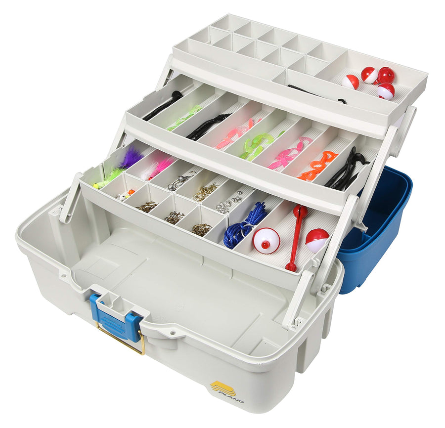 Plano 3-Tray Ready-Set-Fish Tackle Box with Tackle, Aqua Blue/Tan, One Size