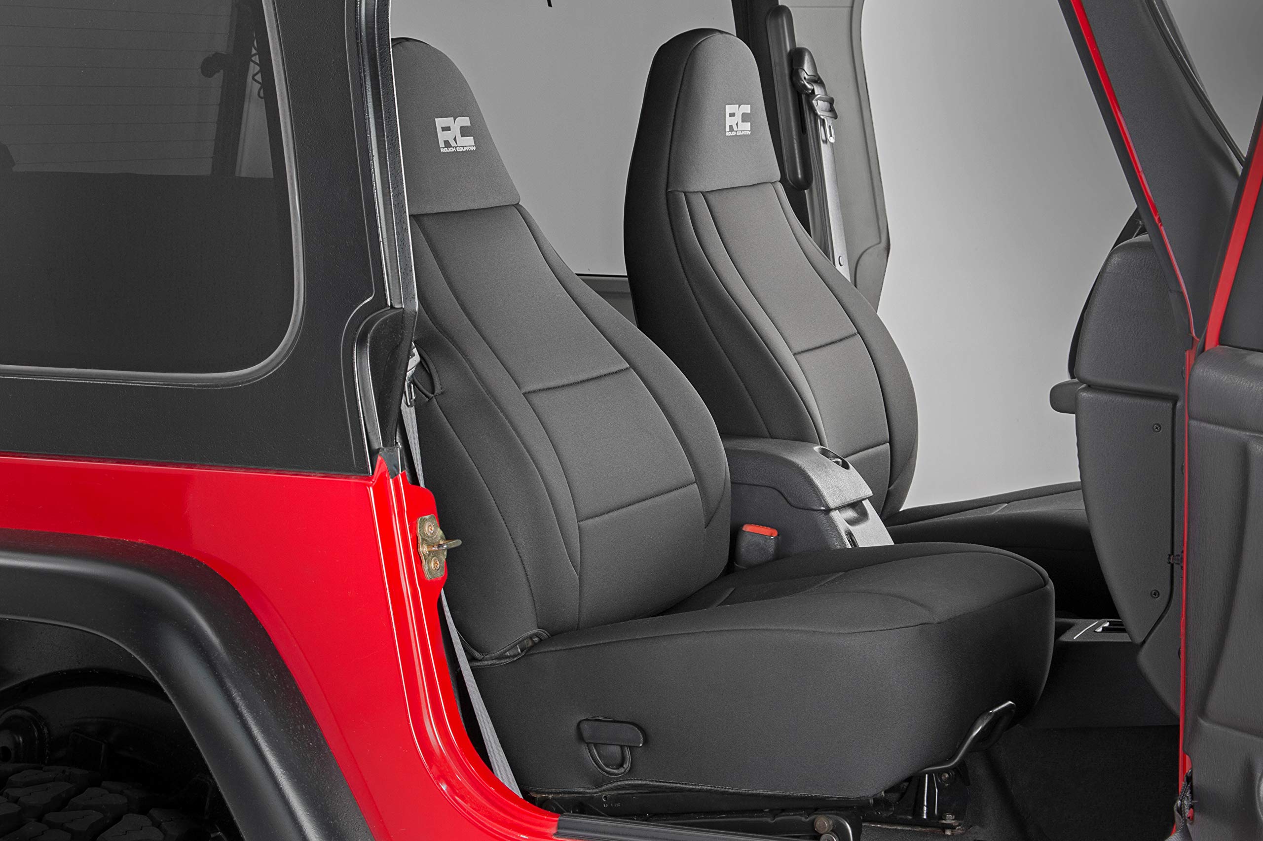 Rough Country Seat Covers Neoprene for Jeep Wrangler YJ (1991-1995) - Waterproof & UV Resistant, Foam Padded, Front & Rear Seat Cover Set