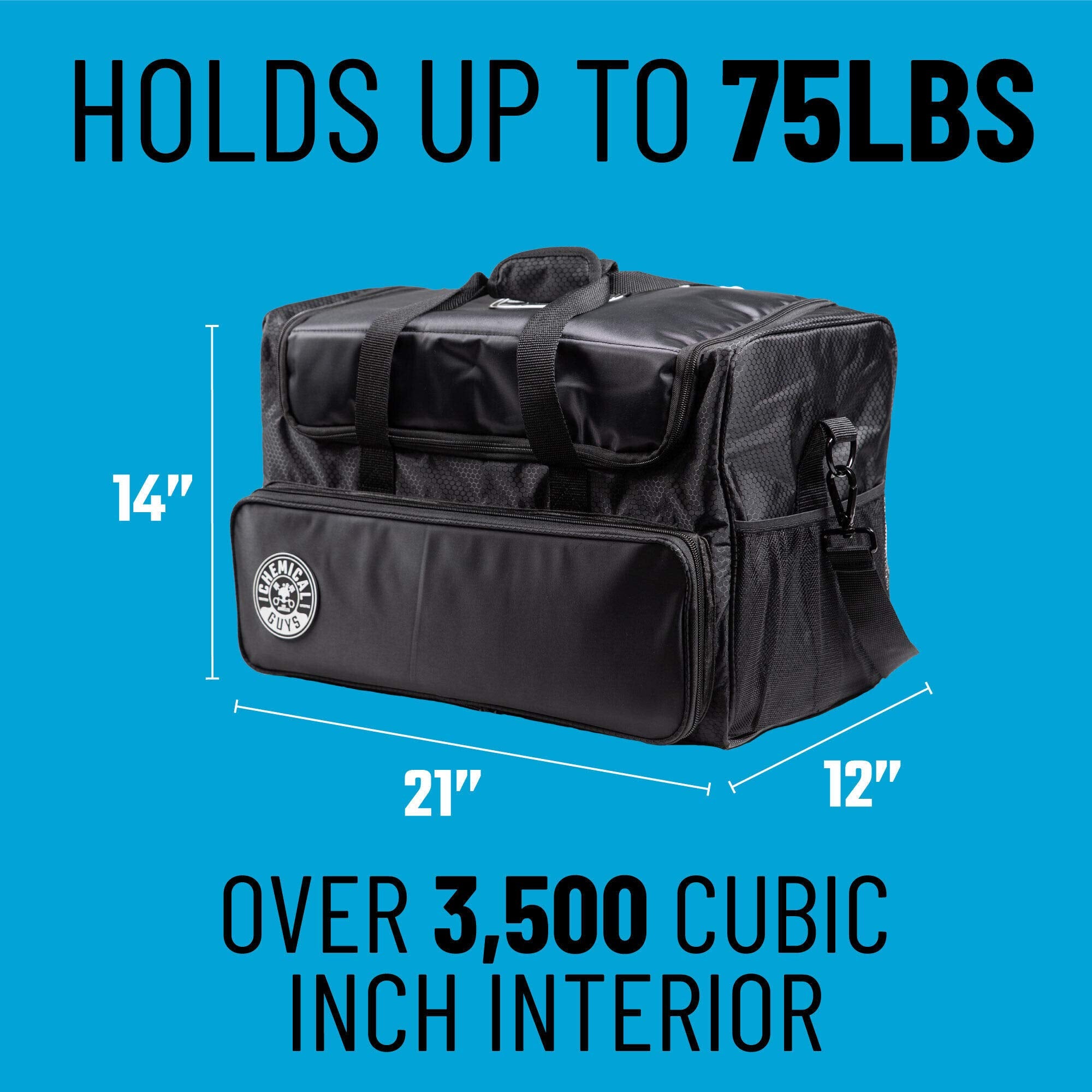 Chemical Guys Detailing Arsenal Bag & Trunk Organizer, Large (Range Bag) 21" x 12" x 14" - Black
