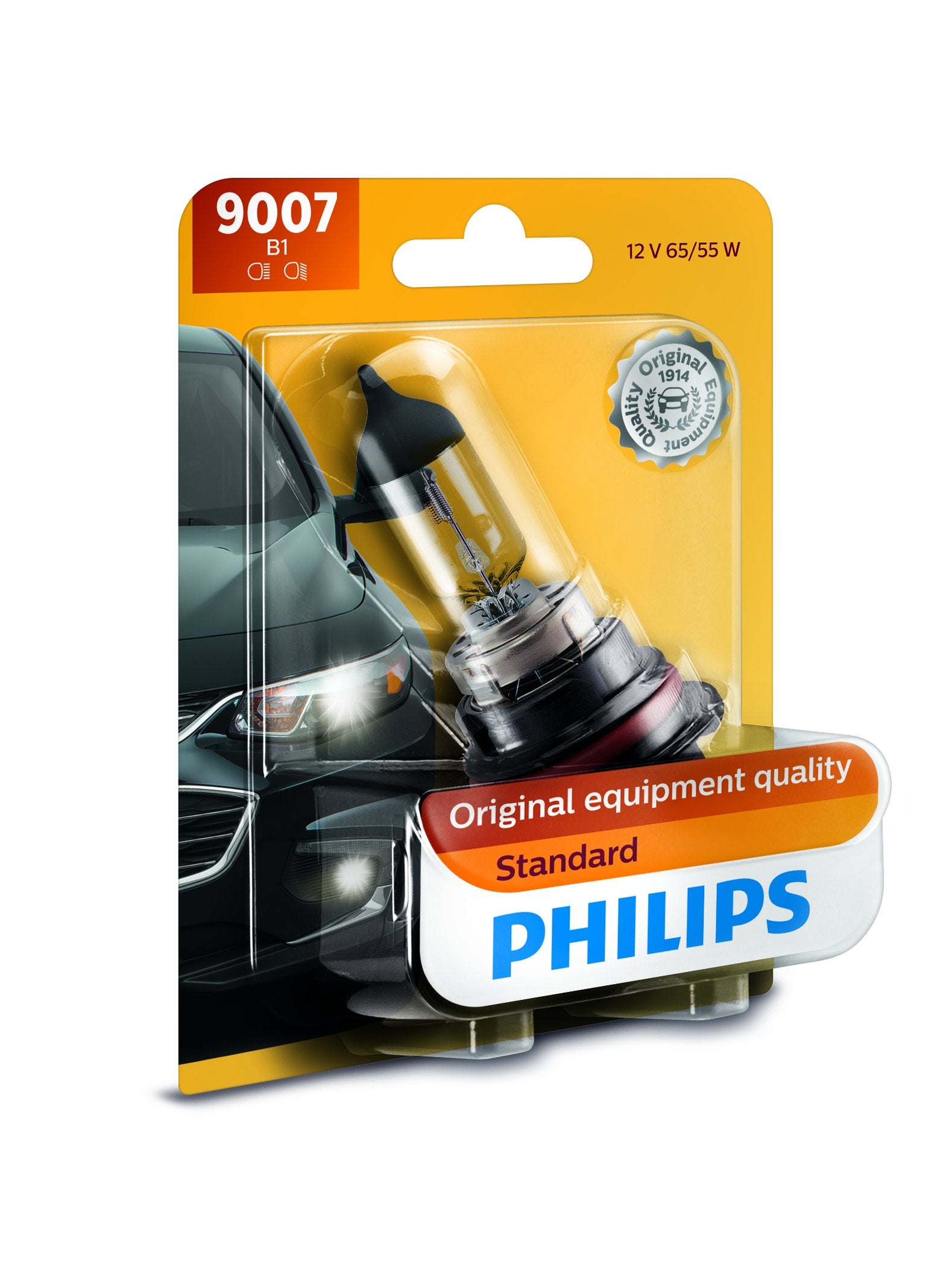 9007B1 Philips Standard Halogen Replacement Headlight Bulb, 1 Pack