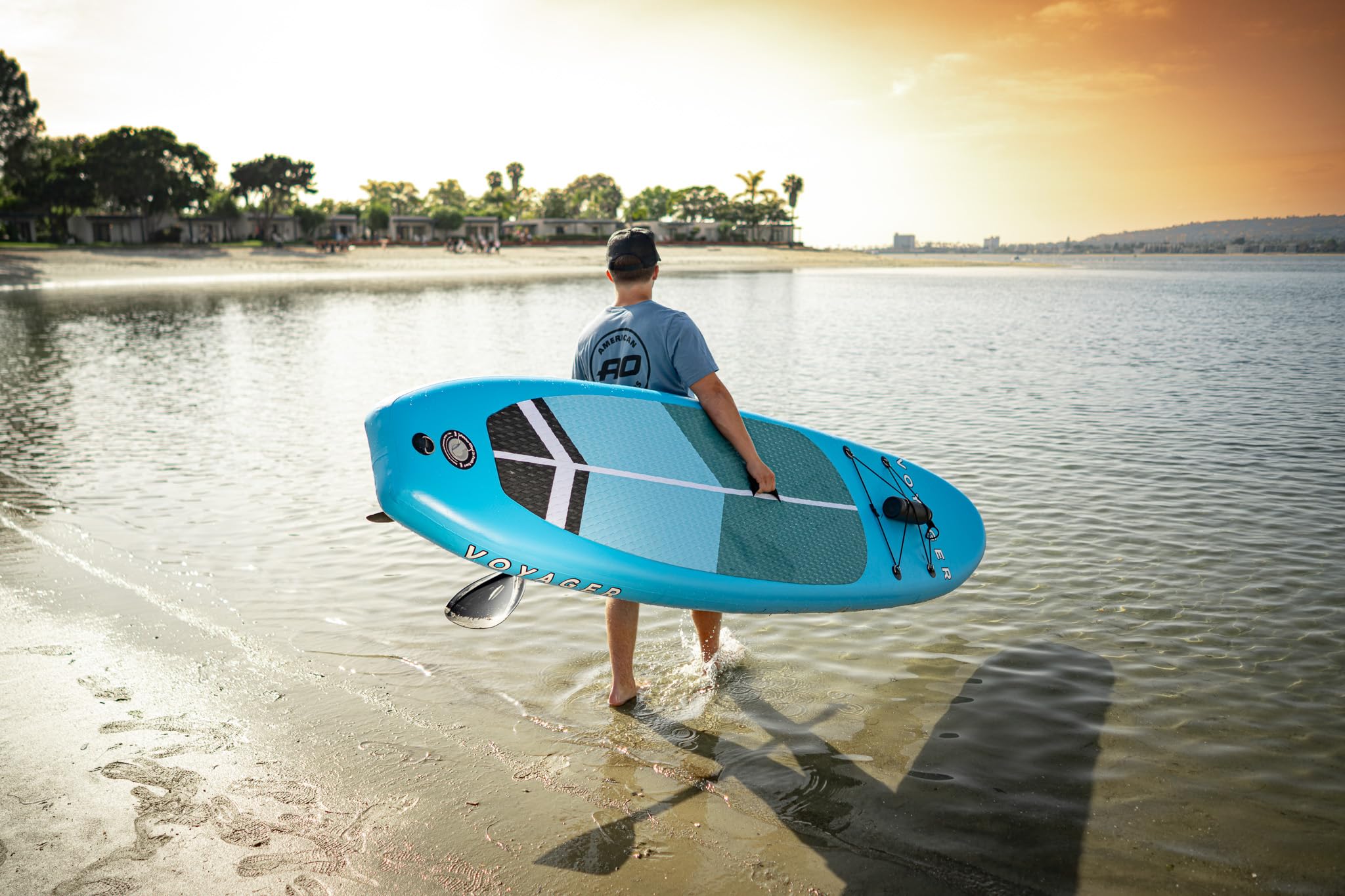 10’6 AO Coolers Voyager Inflatable SUP Package, Blue Multicolor