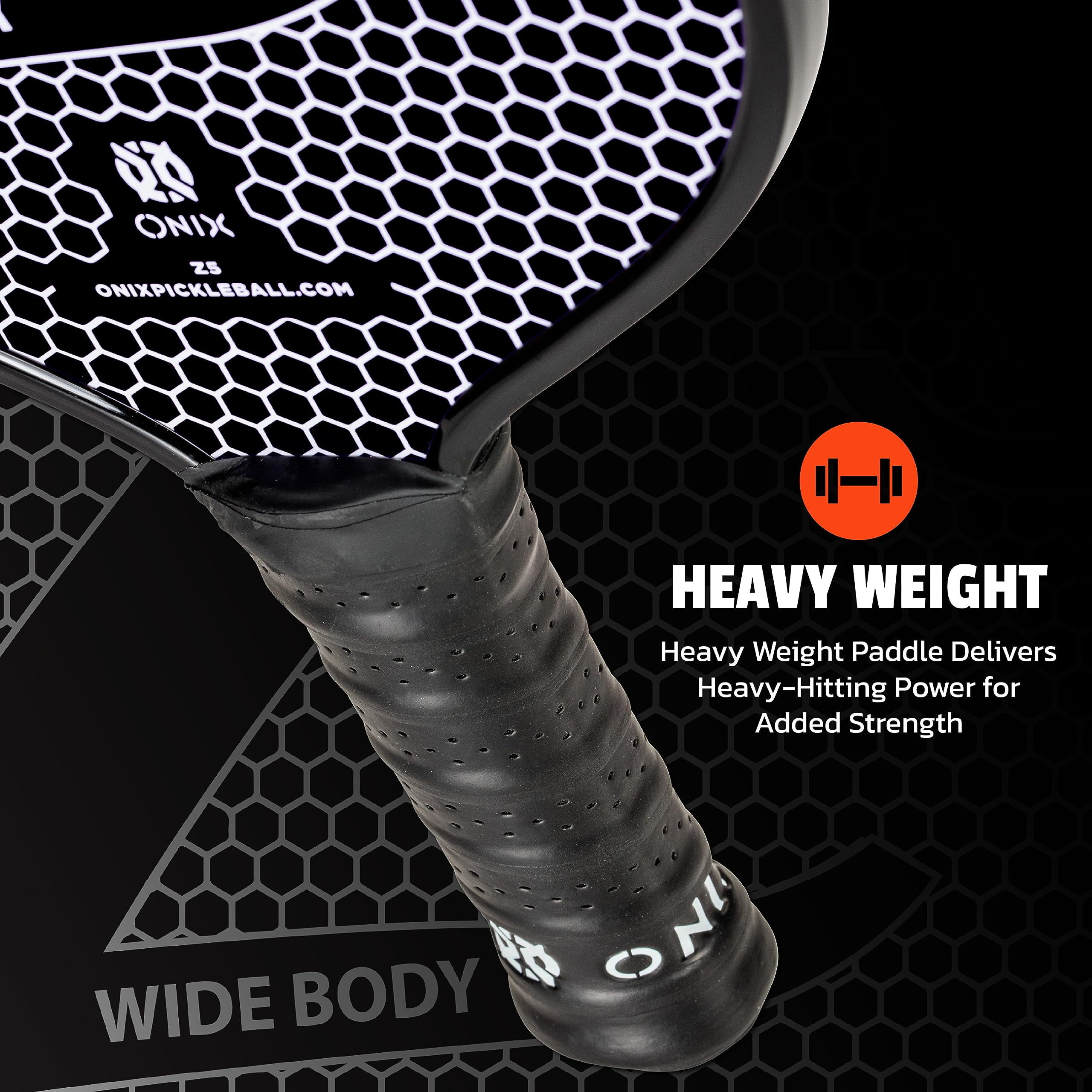 Graphite ONIX Z5 Carbon Fiber Pickleball Paddle with Wide-Body Shape, Honeycomb Core & Graphite Face