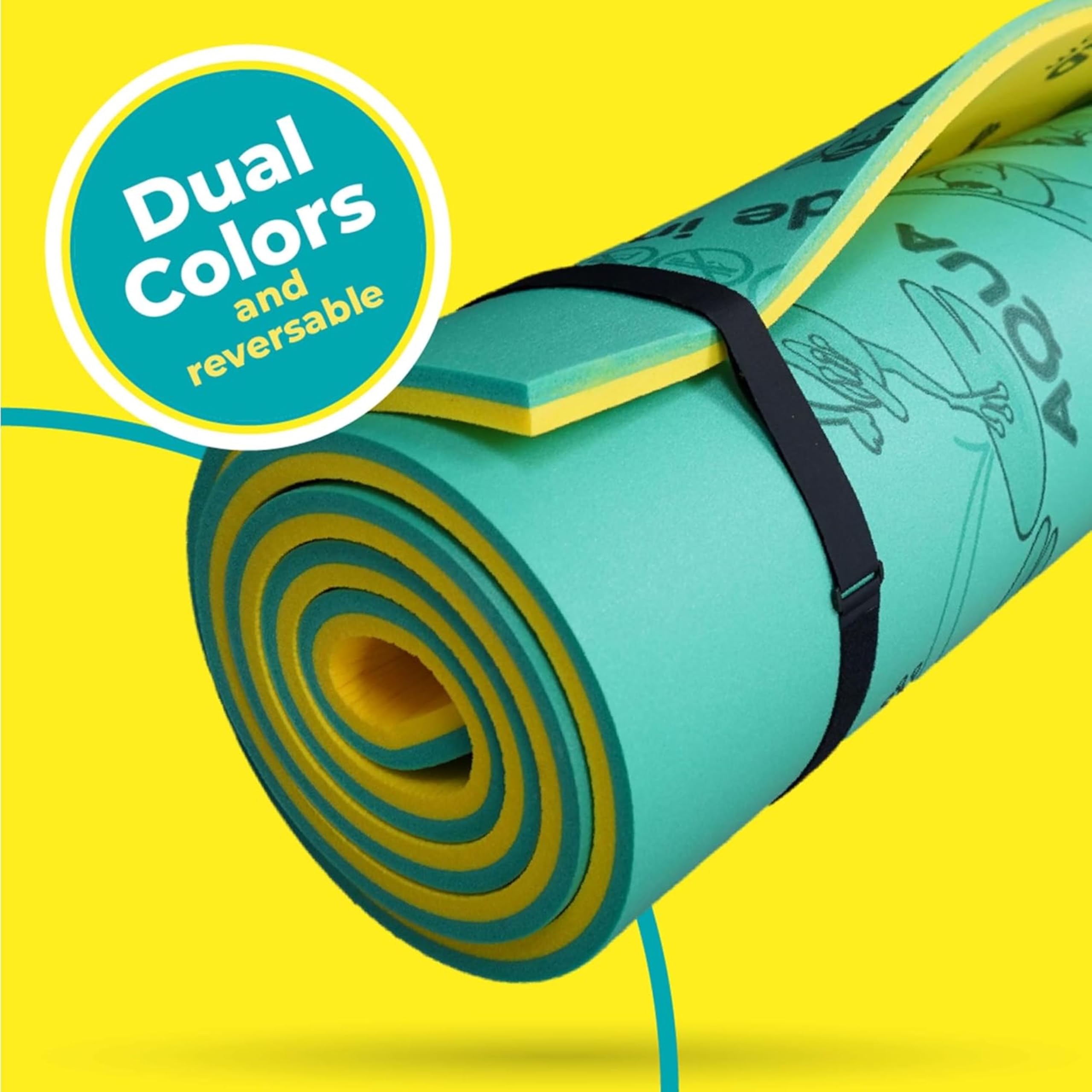 Aqua Lily Pad 20' Giant Original Floating Water Mat Island Float Layer FlexCore Green/Yellow Foam Raft, Made in The USA