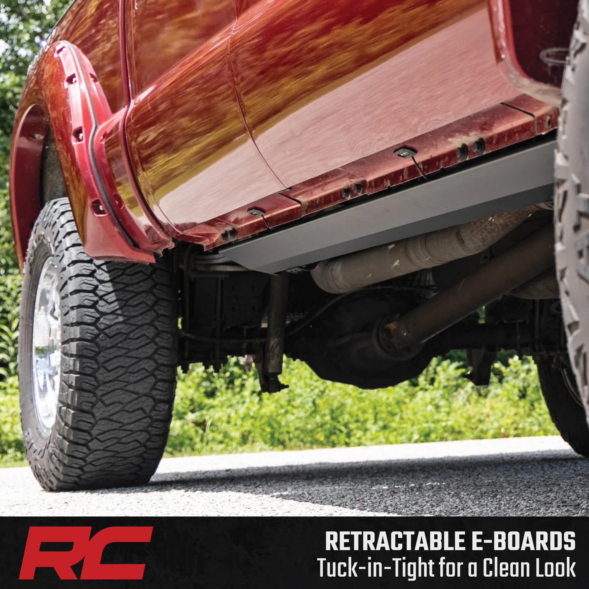 Rough Country Power Running Boards with LED Step Lights for F-250/F-350 Ford Super Duty (2008-2016) Crew Cab- Retractable Electric Side Steps, Non-Slip Aluminum Design