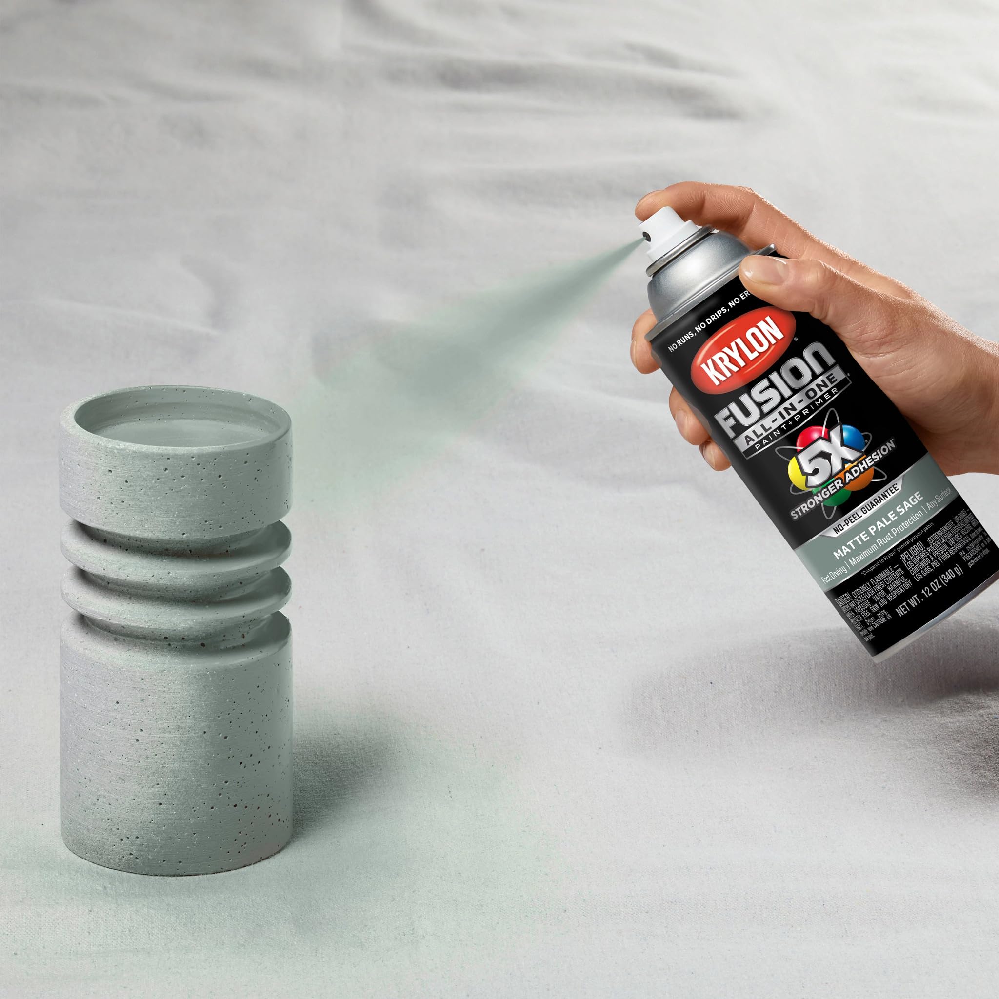 Krylon All-In-One Fusion Adhesive Spray Paint for Indoor/Outdoor Use, 12 oz, Pale Sage