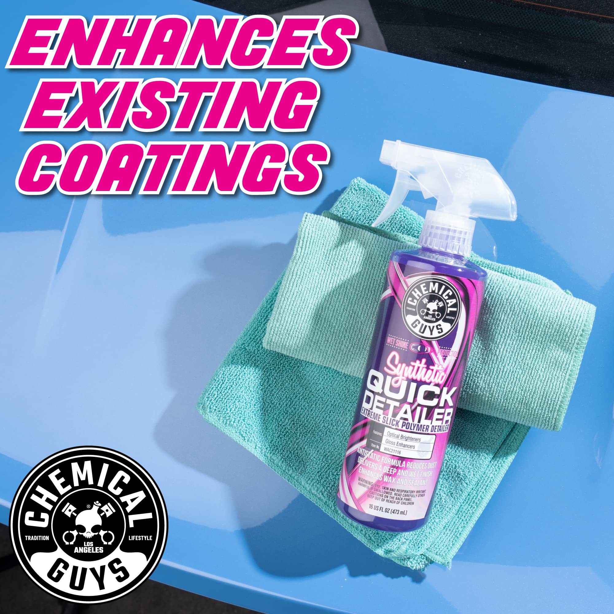 Synthetic Quick Detailer Chemical Guys – High Gloss Quick Detailer Spray, Safe for Cars, Trucks, SUVs, Motorcycles and RVs, Remove Dust, Fingerprints & Smudges, Enhances Shine & Protection, 16 fl oz