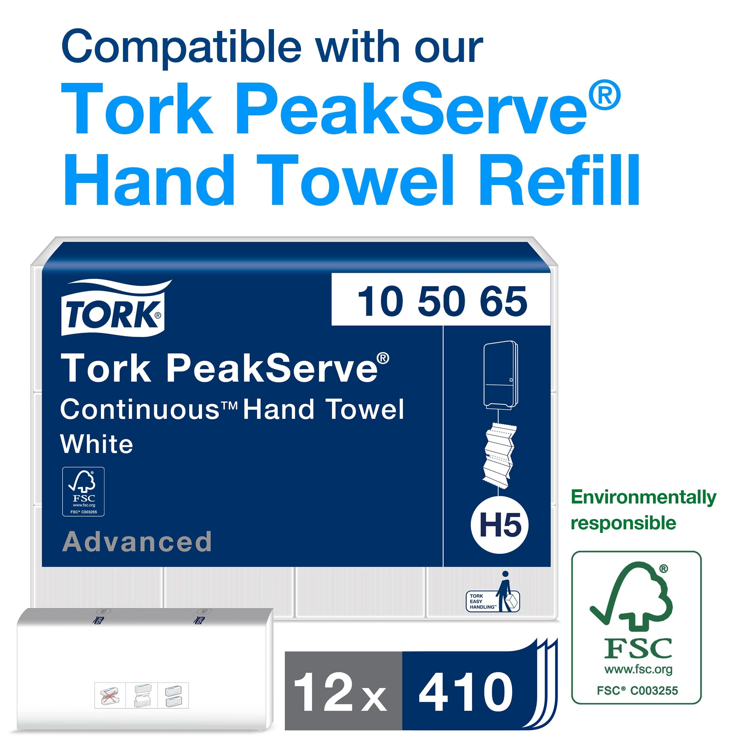 Black Tork PeakServe Mini Continuous Paper Hand Towel Dispenser H5, High-Capacity, Elevation Range, 552538