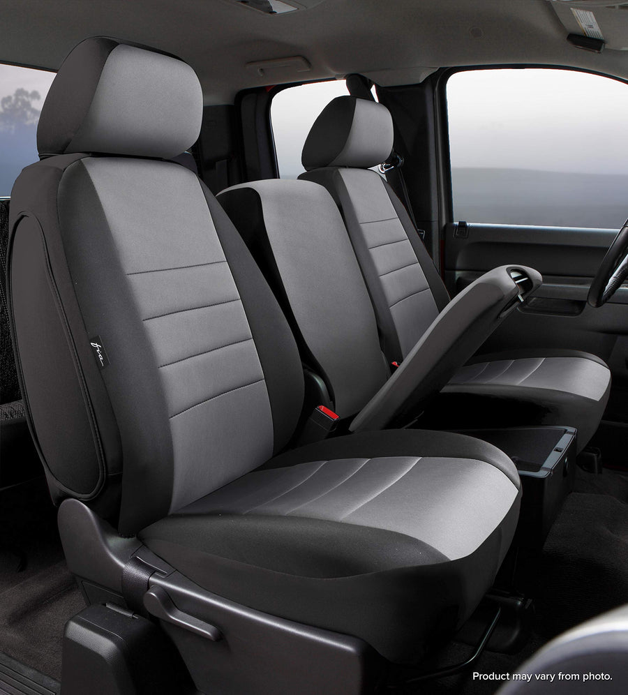 Fia NP98-37 Custom Fit Gray Front Seat Cover Split Seat 40/20/40 - Neoprene (Black w/Gray Center Panel)