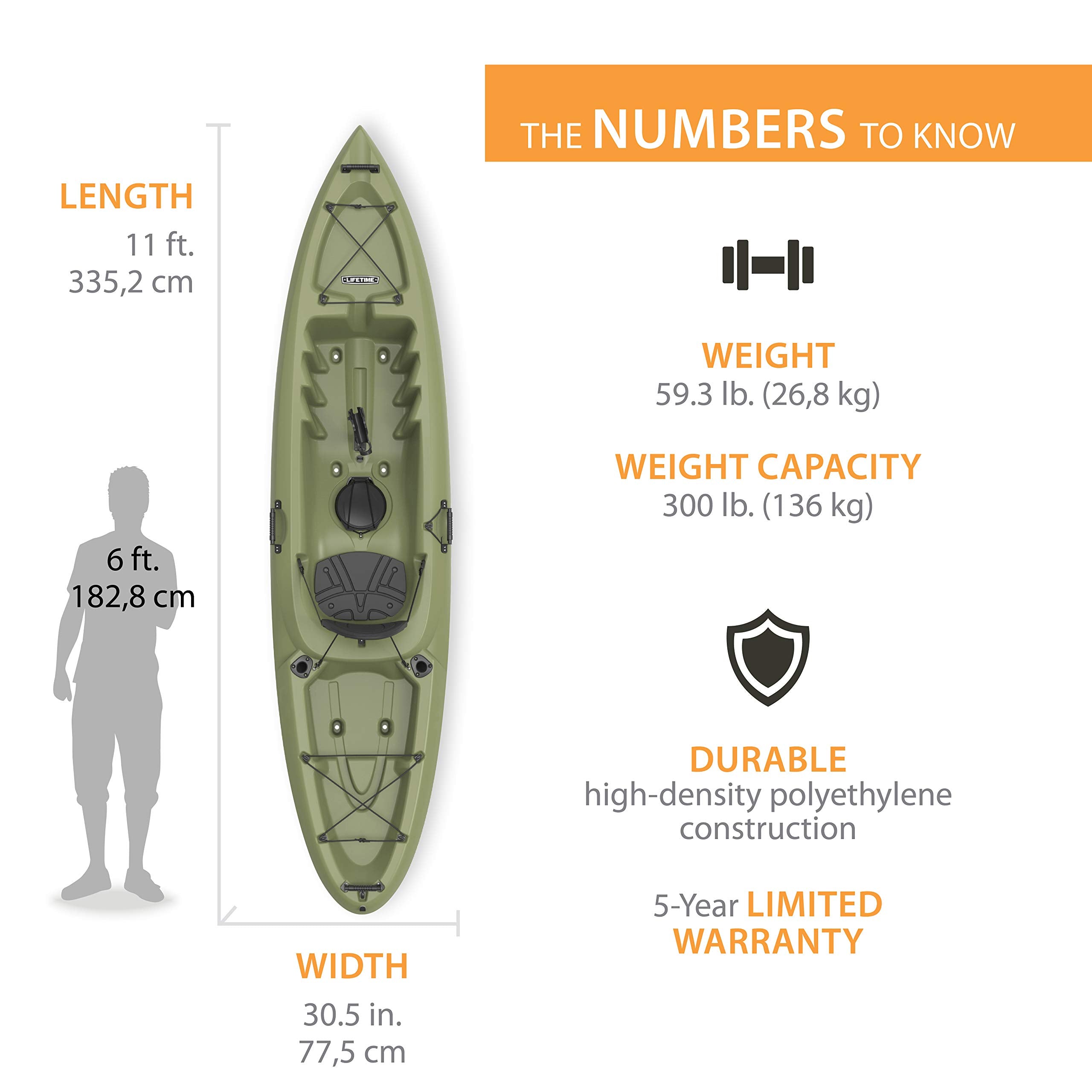 Weber Lifetime Sit-On Top Fishing Kayak, Light Olive, 11'