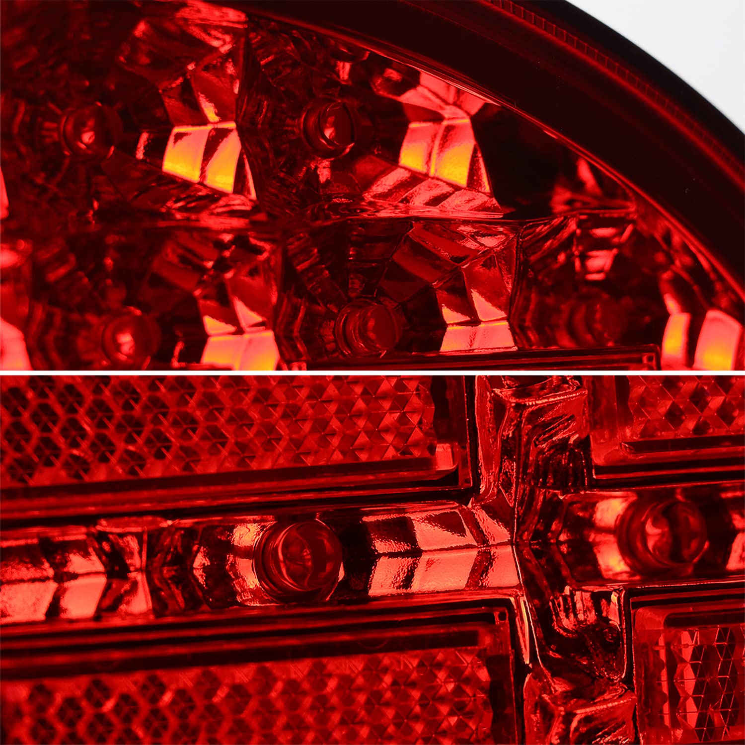 4PC Spec-D Tuning Red LED Tail Lights Set Taillight Assembly Compatible with 1997-2004 Chevy Corvette Left + Right Pair Assembly