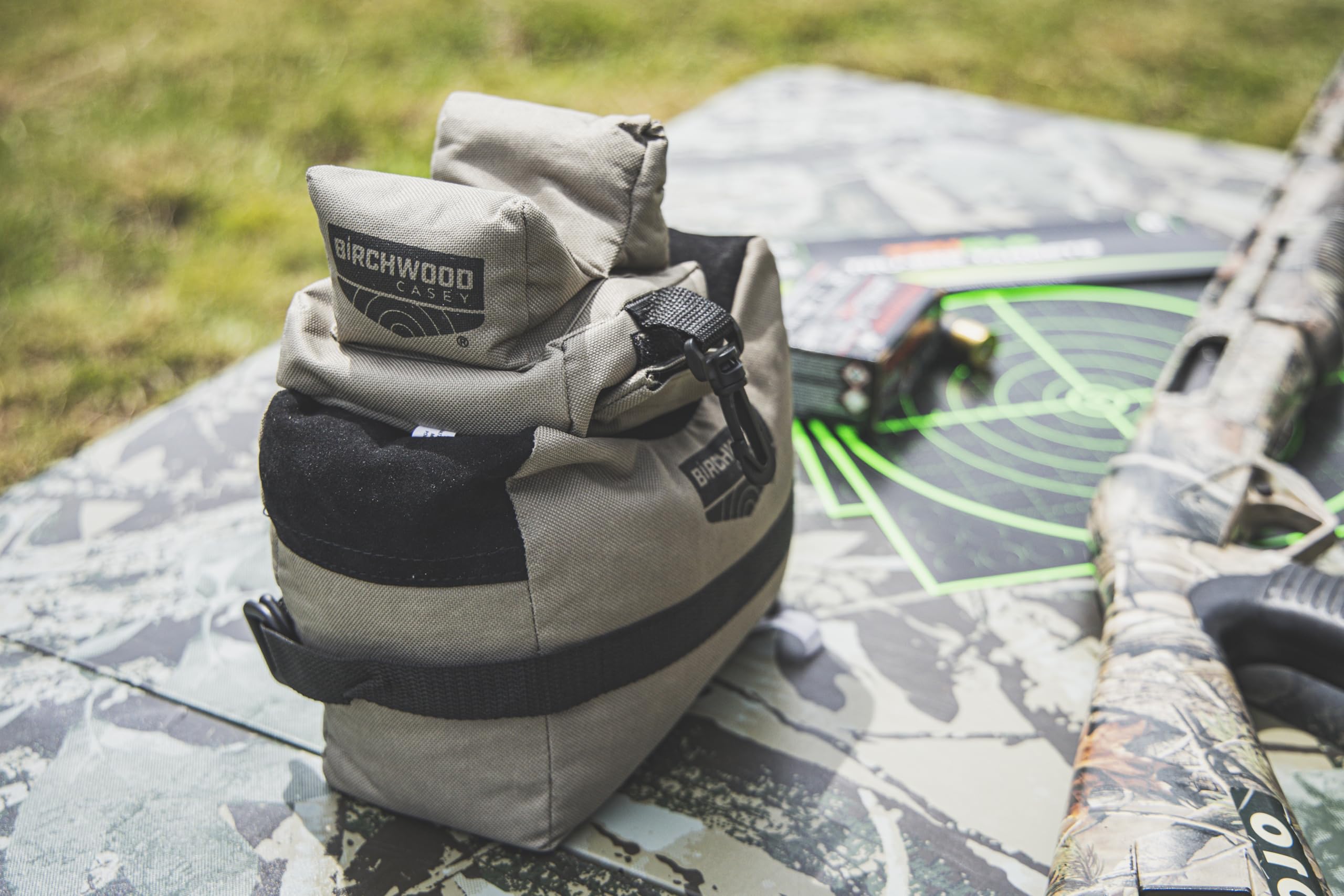 Gun Rest Birchwood Casey Filled | Durable Water-Resistant Front & Rear Shooting Bags with Inert Poly Bead Fill, Non-Slip Bottom & Suede Leather Topper