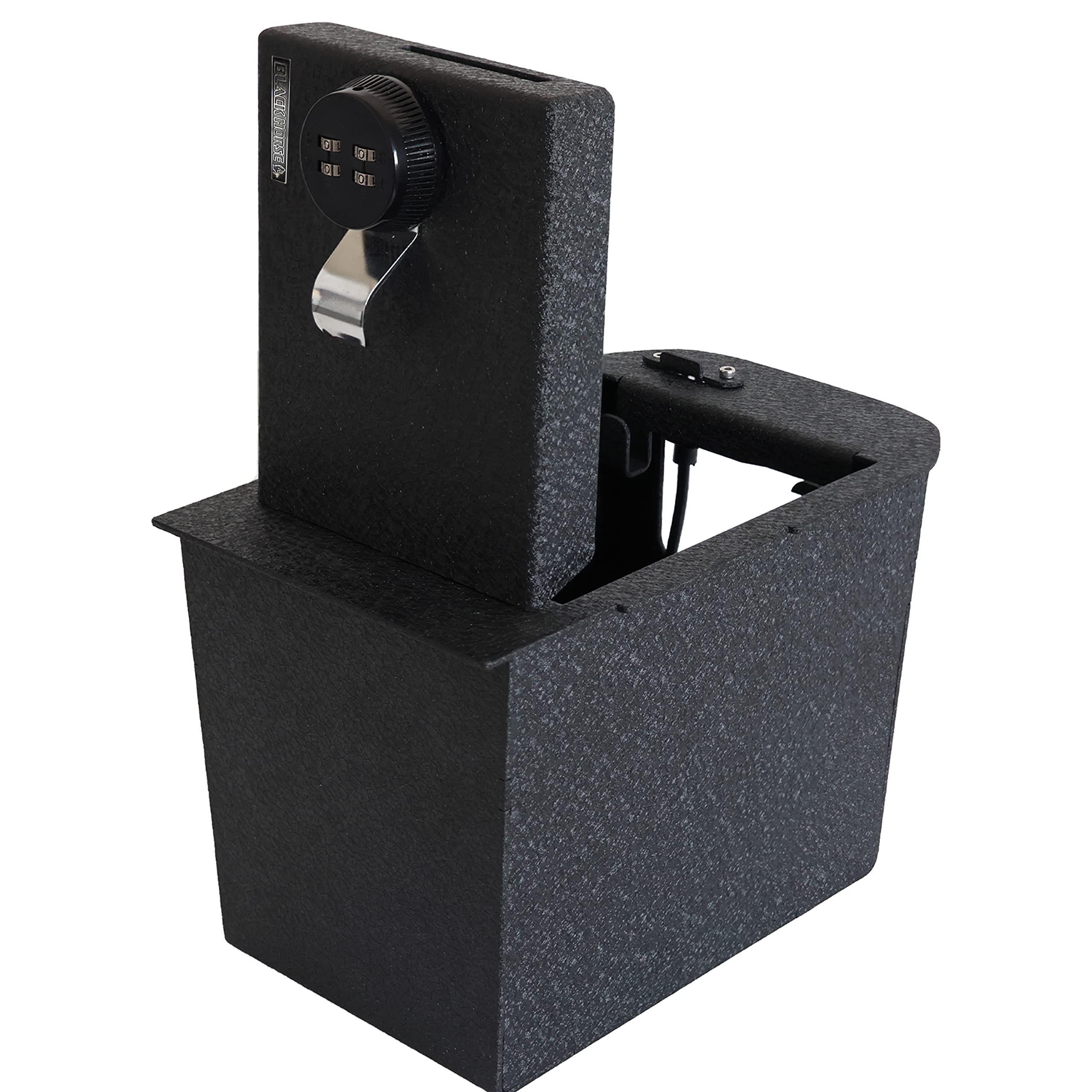 Black Horse Security Lock Box Center Console Safe, Black Gun Box Organizer, with 4 Digit Combination Resettable Lock Compatible with 2019-2022 Toyota Rav4-ASTR01