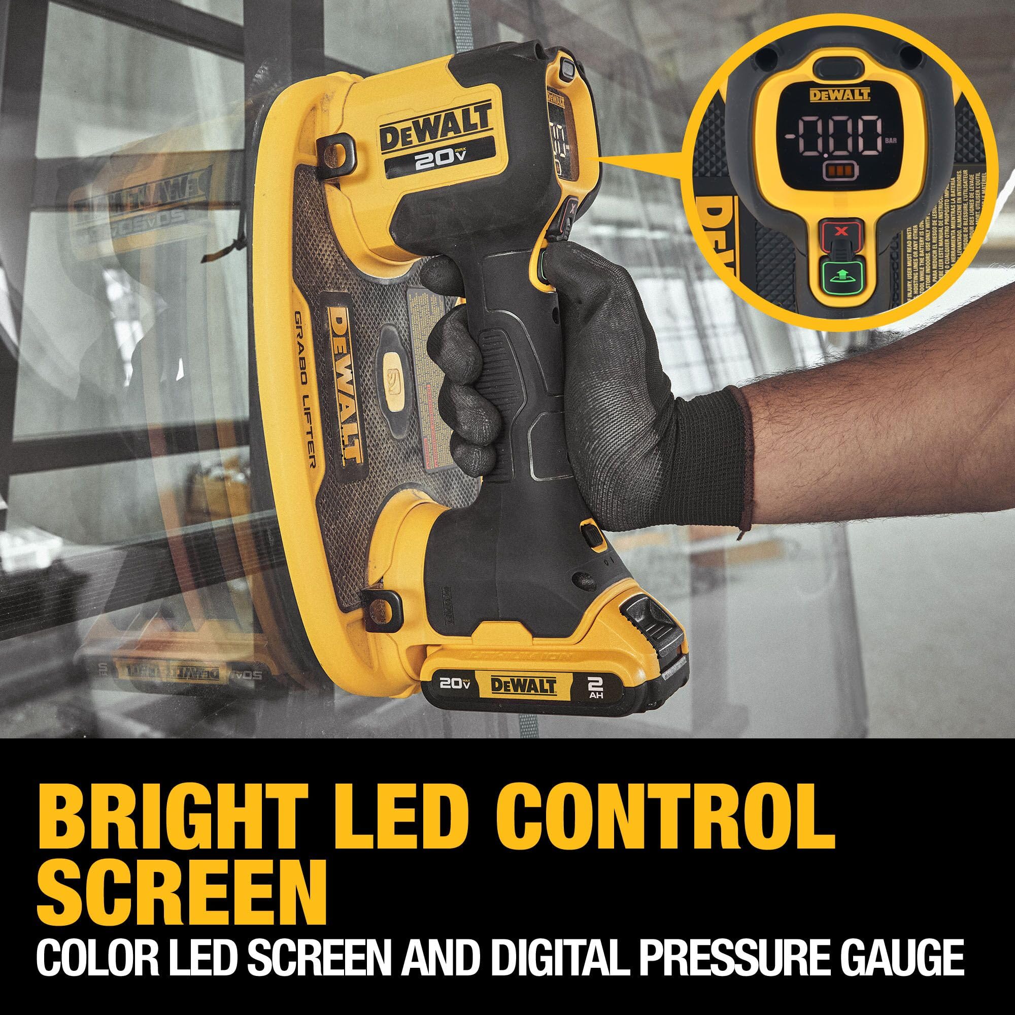 GRABO DEWALT 20V MAX Cordless Suction Lifter Kit with Battery and Charger Included, Lift-load Capacity of Up to 265 lbs. (DCE592D1)