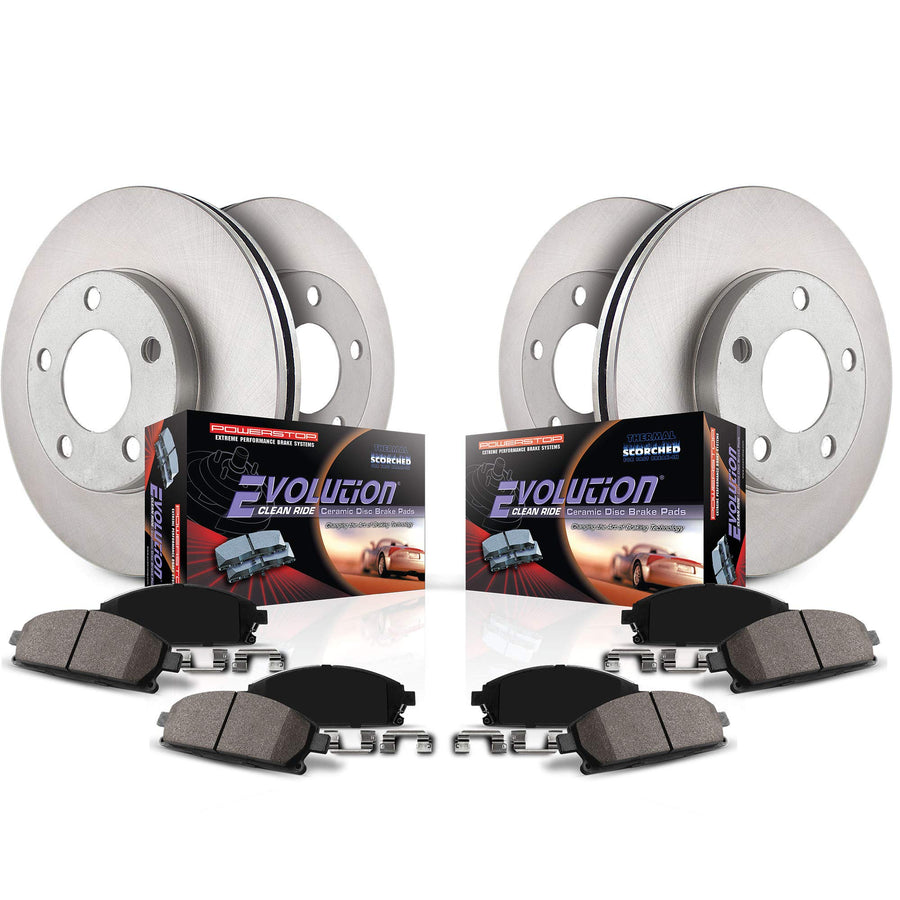 Power Stop Autospecialty KOE7951 Front and Rear Replacement Brake Kit-OE Brake Rotors & Ceramic Brake Pads