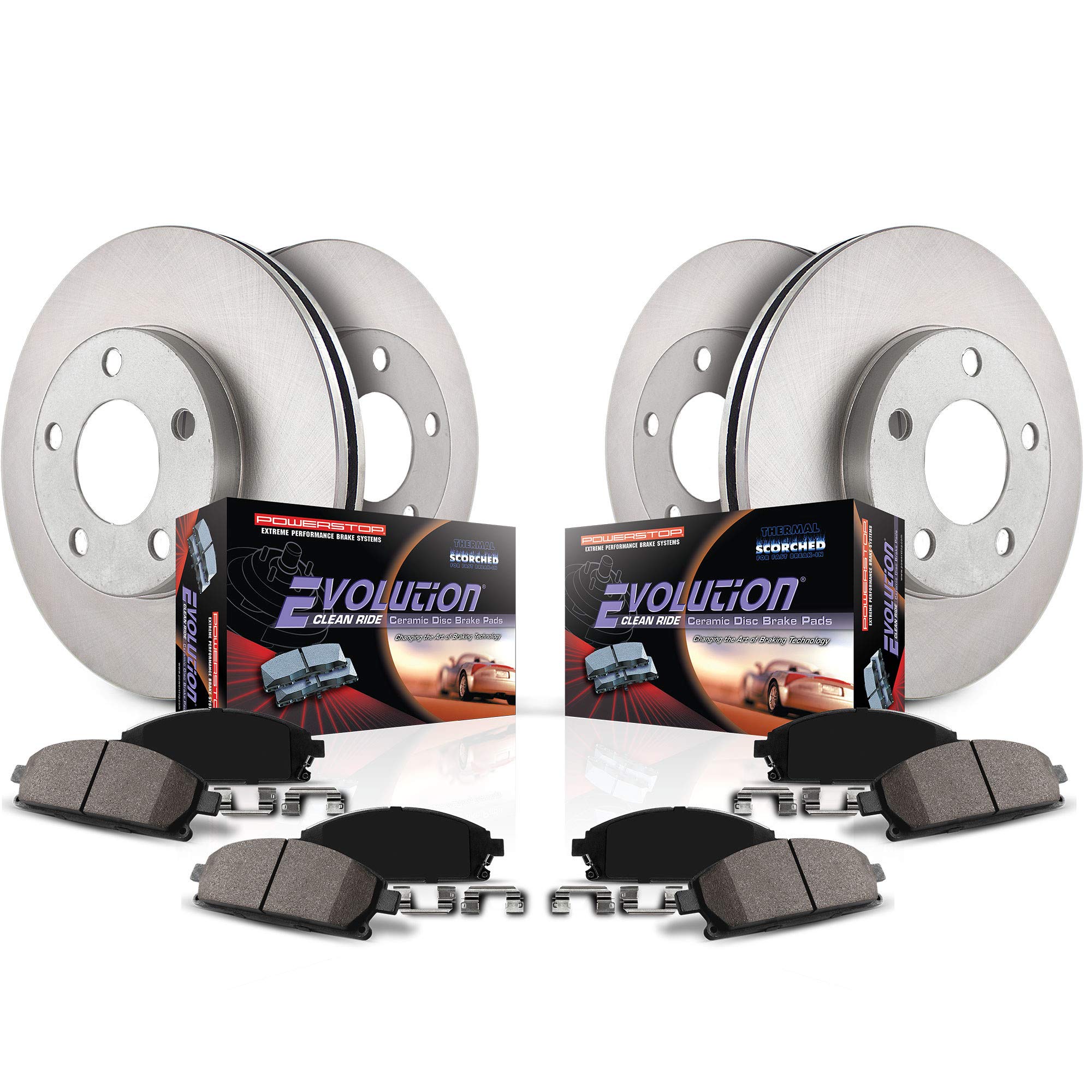 Power Stop Autospecialty Front and Rear Brake Kit-OE Replacement Brake Rotors & Ceramic Brake Pads
