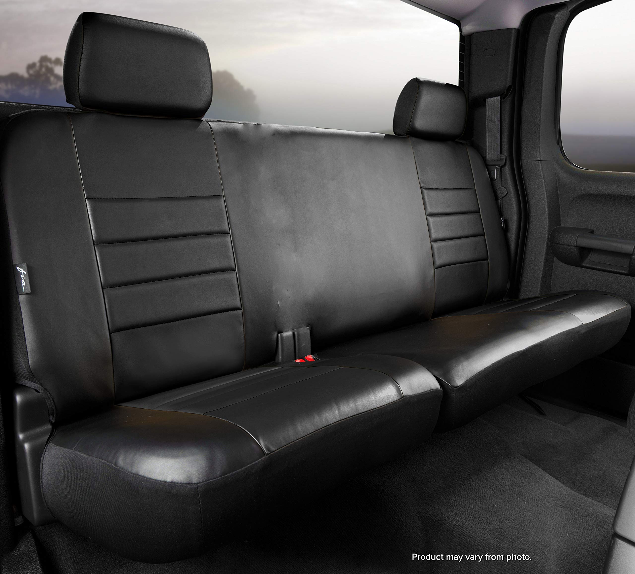 Custom Fit Rear Seat Cover Fia SL62-67 BLK/BLK, Split Cushion 60/40 - Leatherette (Solid Black)