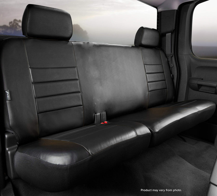 Fia Custom Fit Rear Seat Cover SL62-68 BLK/BLK, Split Cushion 60/40 - Leatherette (Solid Black)