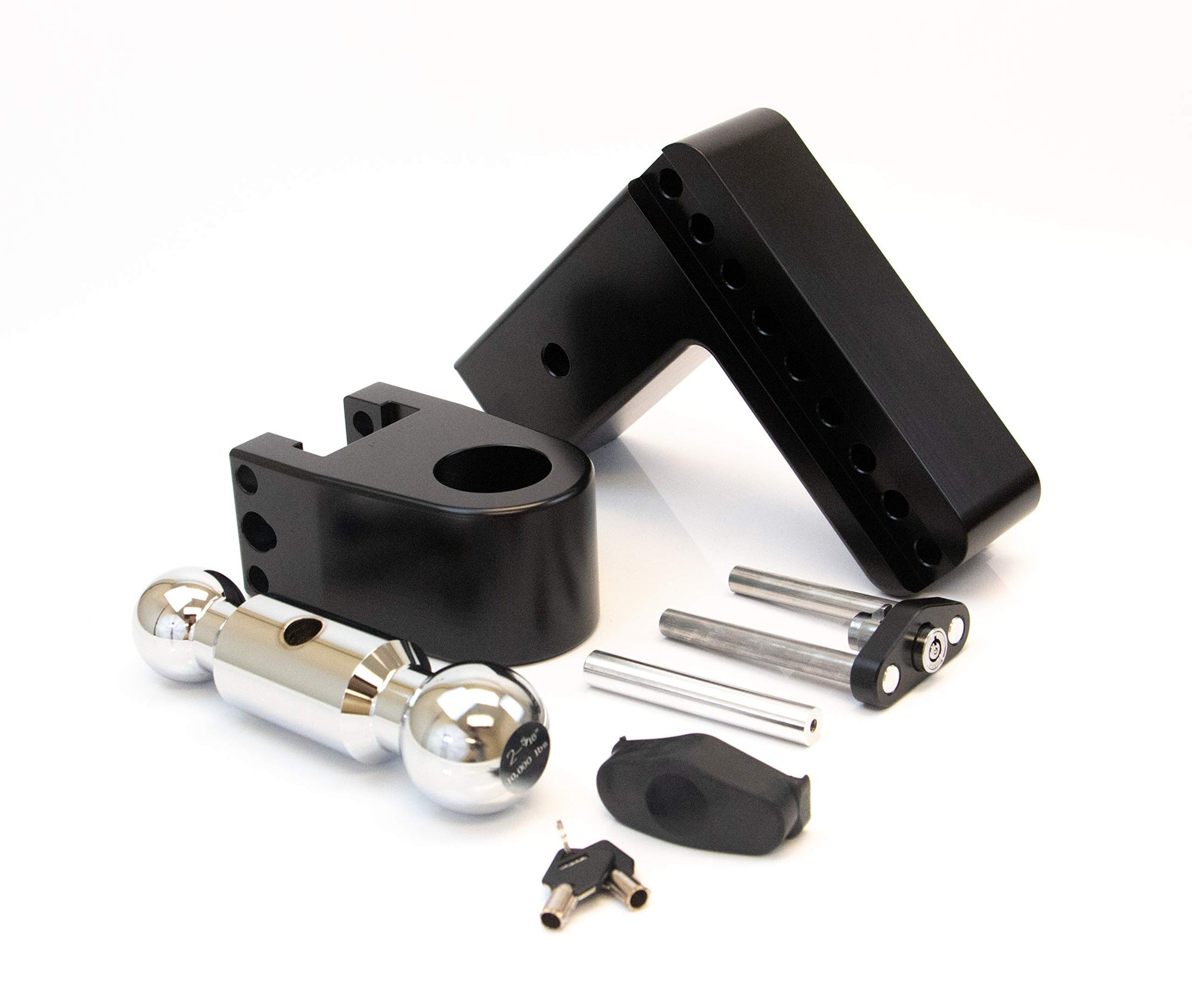 Weigh Safe 6" Drop CTB63CERBLA Hitch w/ 3" Shank/Shaft, Adjustable Aluminum Trailer & Ball Mount, Chrome Plated Combo Ball (2" & 2-5/16") & a Double-pin Key Lock CERAKOTE Black
