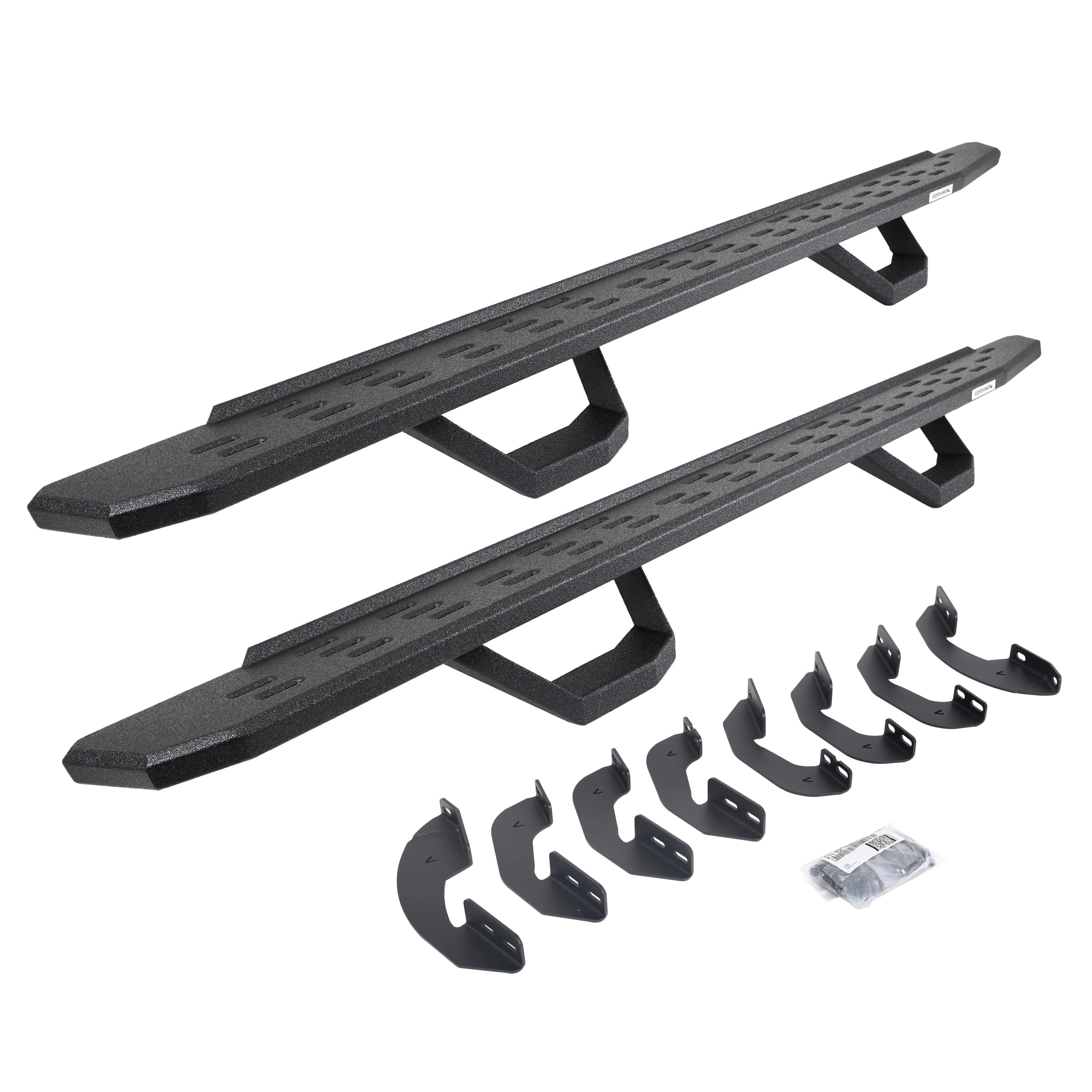 Go Rhino Running Boards RB30, Brackets, & 2 Pair of Drop Steps | Galvanized Steel, Protective Bedliner Coating | 6964168720T | Fits 2007-2021 Toyota Tundra Crew Max Pickup