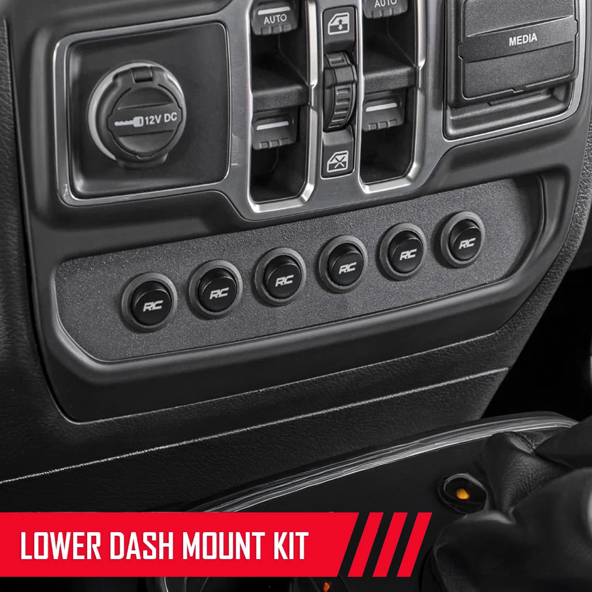 6 Gang Rough Country Lower Dash Switch Panel & Relay System - MLC-6 Light & Accessory Controller for Jeep Wrangler JL/Gladiator JT (2018-2026)