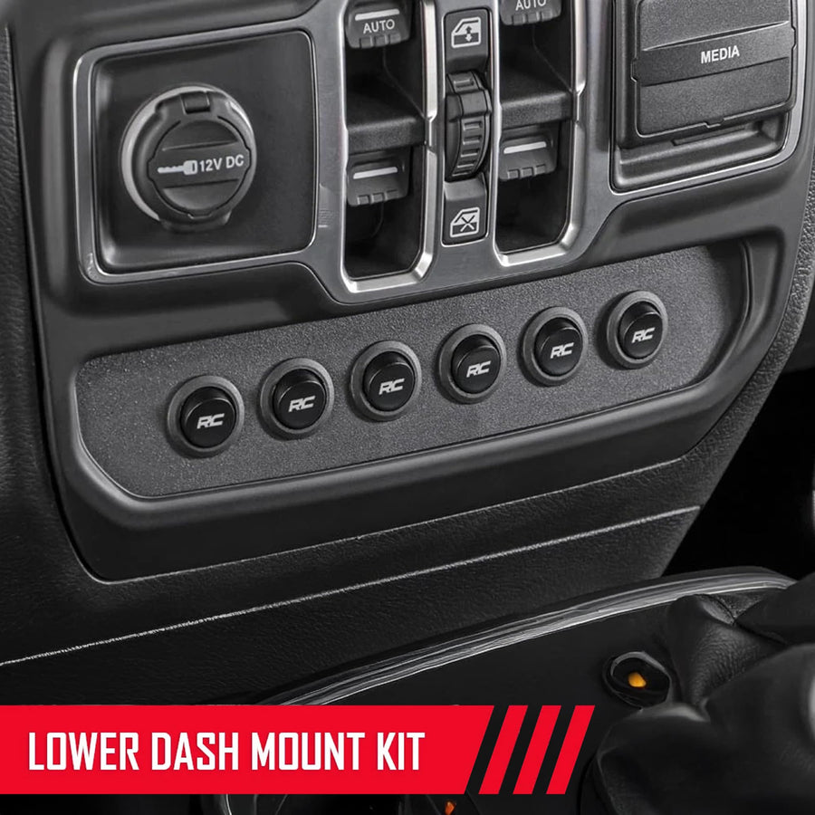 6 Gang Rough Country Lower Dash Switch Panel & Relay System - MLC-6 Light & Accessory Controller for Jeep Wrangler JL/Gladiator JT (2018-2026)