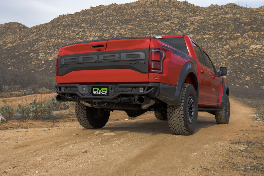 Offroad DV8 Tube Rear Bumper for 2017-2020 Ford F-150 Raptor | Sleek Prerunner Type Design | Low-Profile Fitment | (2) 3" Pod Light Mounts | Retains Factory Hitch | Powder-Coated Steel Construction