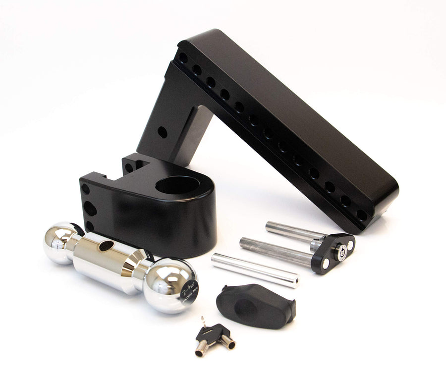 Weigh Safe CTB1025CERBLA, 180 Hitch 10" Drop w/ 2.5" Shank/Shaft, Adjustable Aluminum Trailer Hitch & Ball Mount, Chrome Plated Combo Ball (2" & 2-5/16") & a Double-pin Key Lock CERAKOTE Black