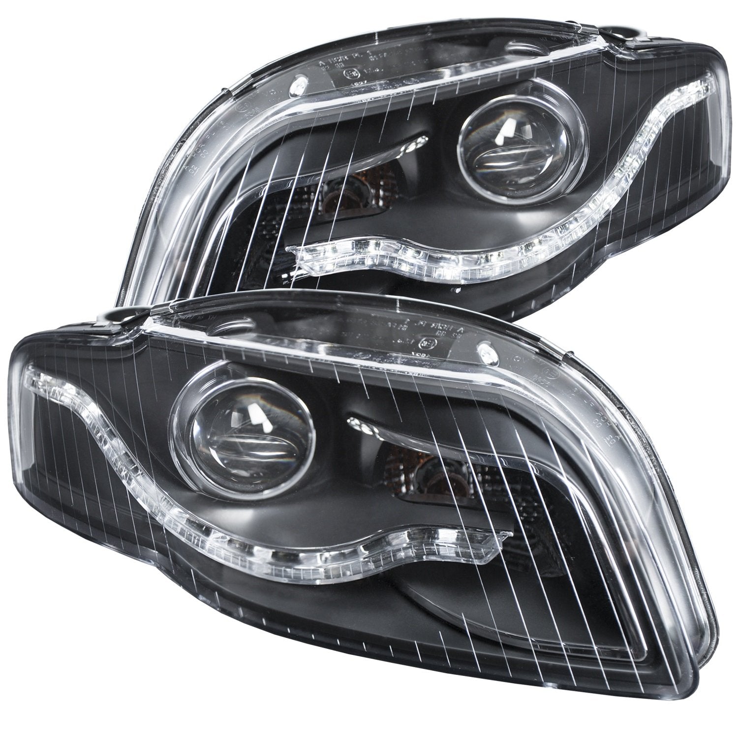 Projector Headlight AnzoUSA 121484 Black/Clear for Audi A4
