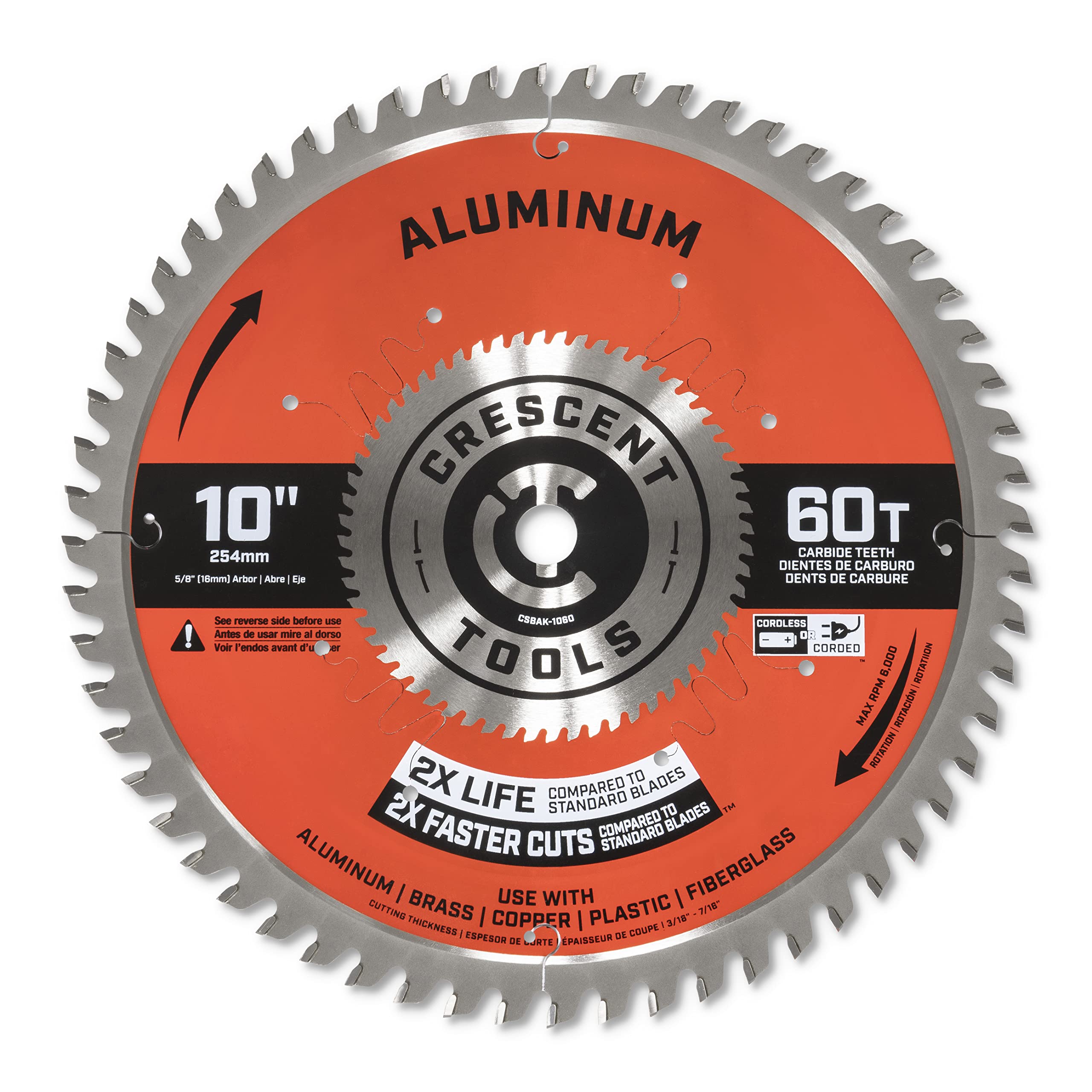 Apex Crescent Circular Saw Blade 10'' X 60 Tooth Thick Aluminum