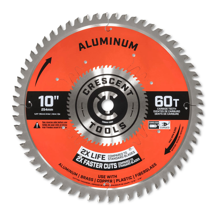 Apex Crescent Circular Saw Blade 10'' X 60 Tooth Thick Aluminum