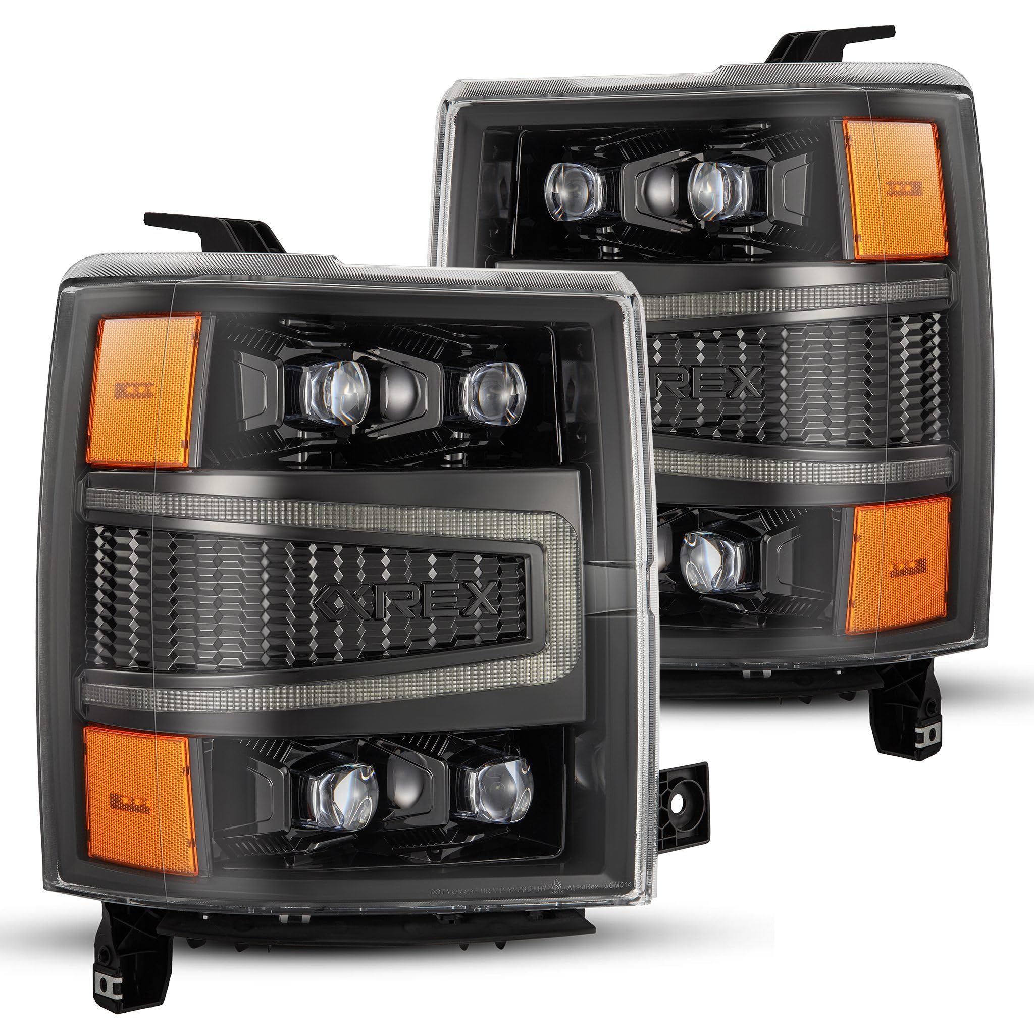 AlphaRex NOVA-Series 04-15 Chevy 1500 LED Proj Headlights Alpha BL w/Activ Light/Seq Signal & SB DRL