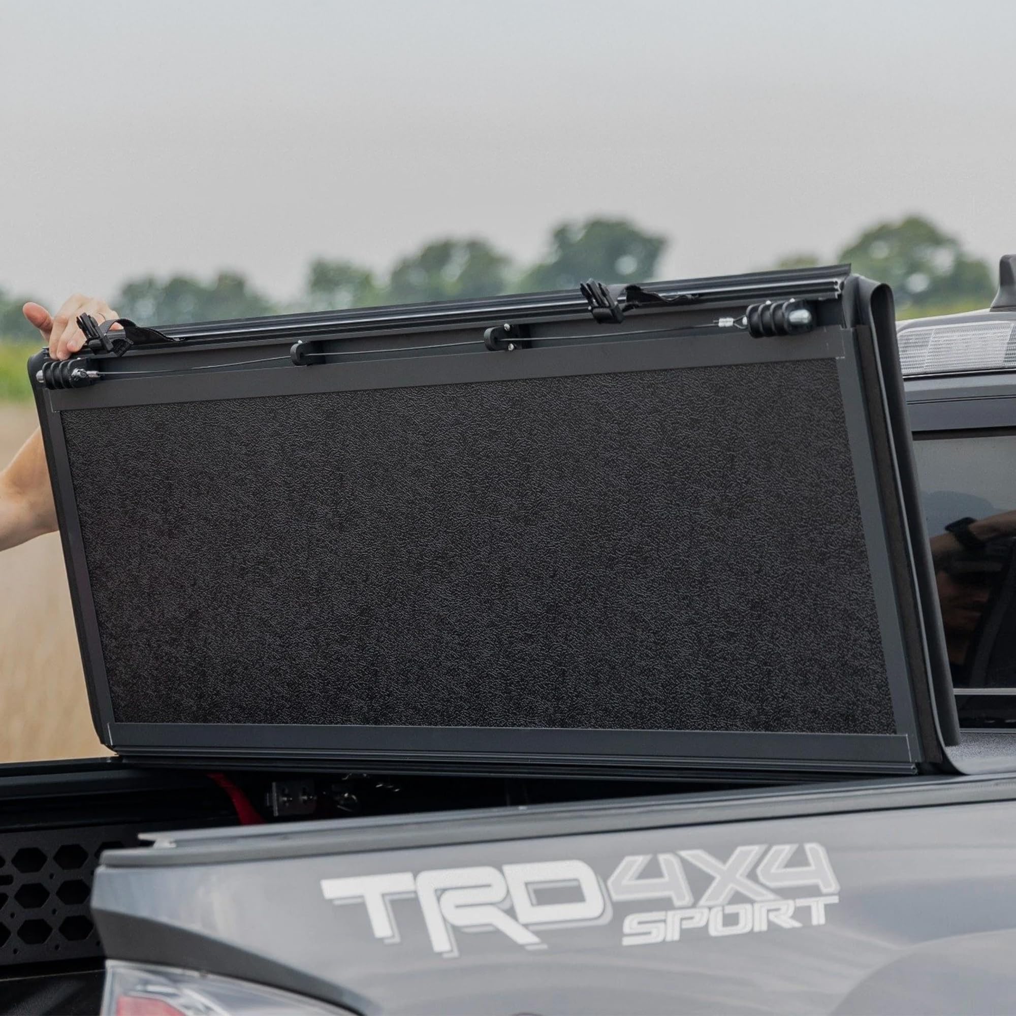 Toyota Tacoma Hard Tri-Fold Tonneau Cover for Rough Country (2016–2023) - Low-Profile Aluminum Truck Bed Cover, Fits 5' Bed (60.5")