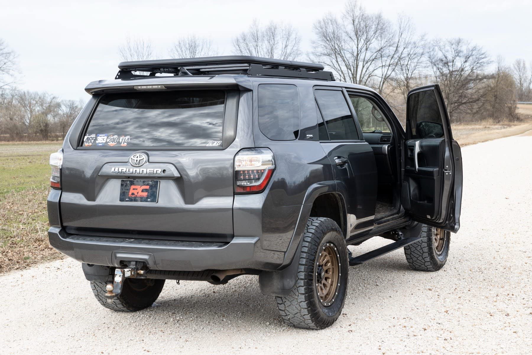 Rough Country Power Running Boards for 4Runner Toyota (2010-2024) - Dual-Motor Electric Retractable Side Steps with LED Powerstep Lights