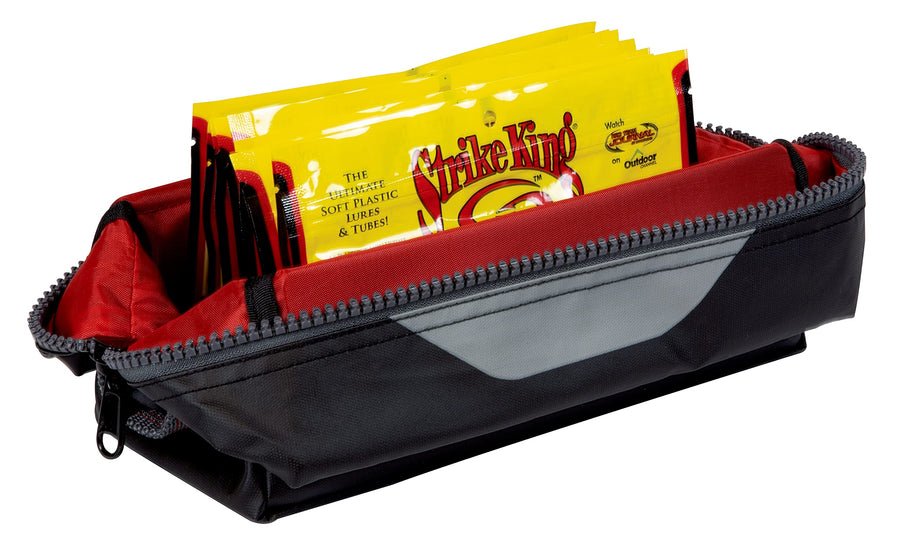Plano Speedbag KVD Wormfile Signature Series, Small, Black TPE Coated Fabric with Red Interior, Water-Resistant Soft Fishing Storage for Baits & Worms