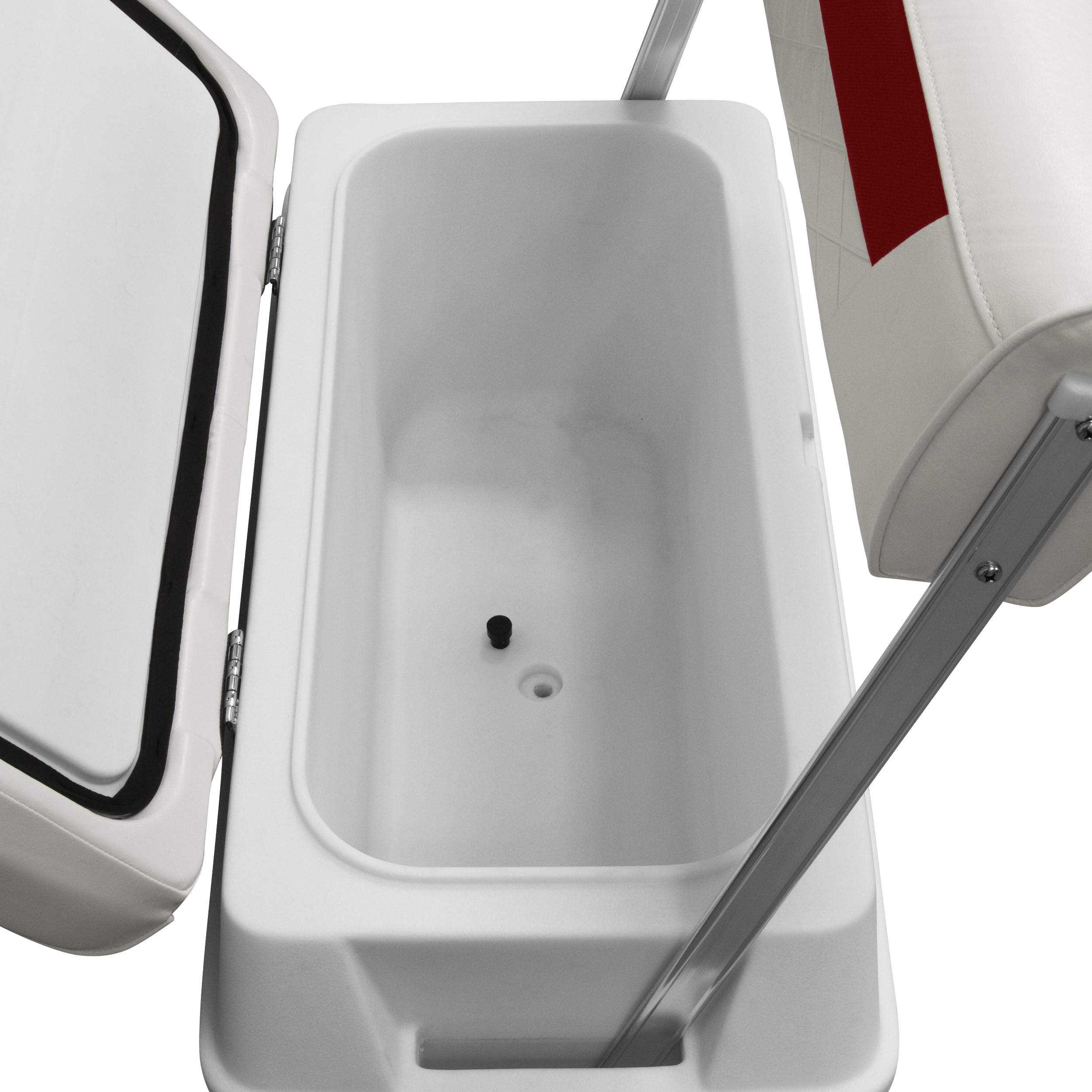 DLX156-1906 Wise DLX Pontoon Series 70 Quart Swingback Cooler Seat - White/Crimson Red