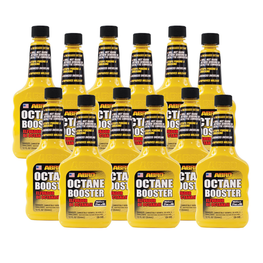 Octane Booster ABRO, 12 oz., Fuel Intake System Cleaner, Octane Levels Enhances, Halts Engine Issues, Safe for Vehicle Components, Mileage Improves & Reduces Dieseling (1)
