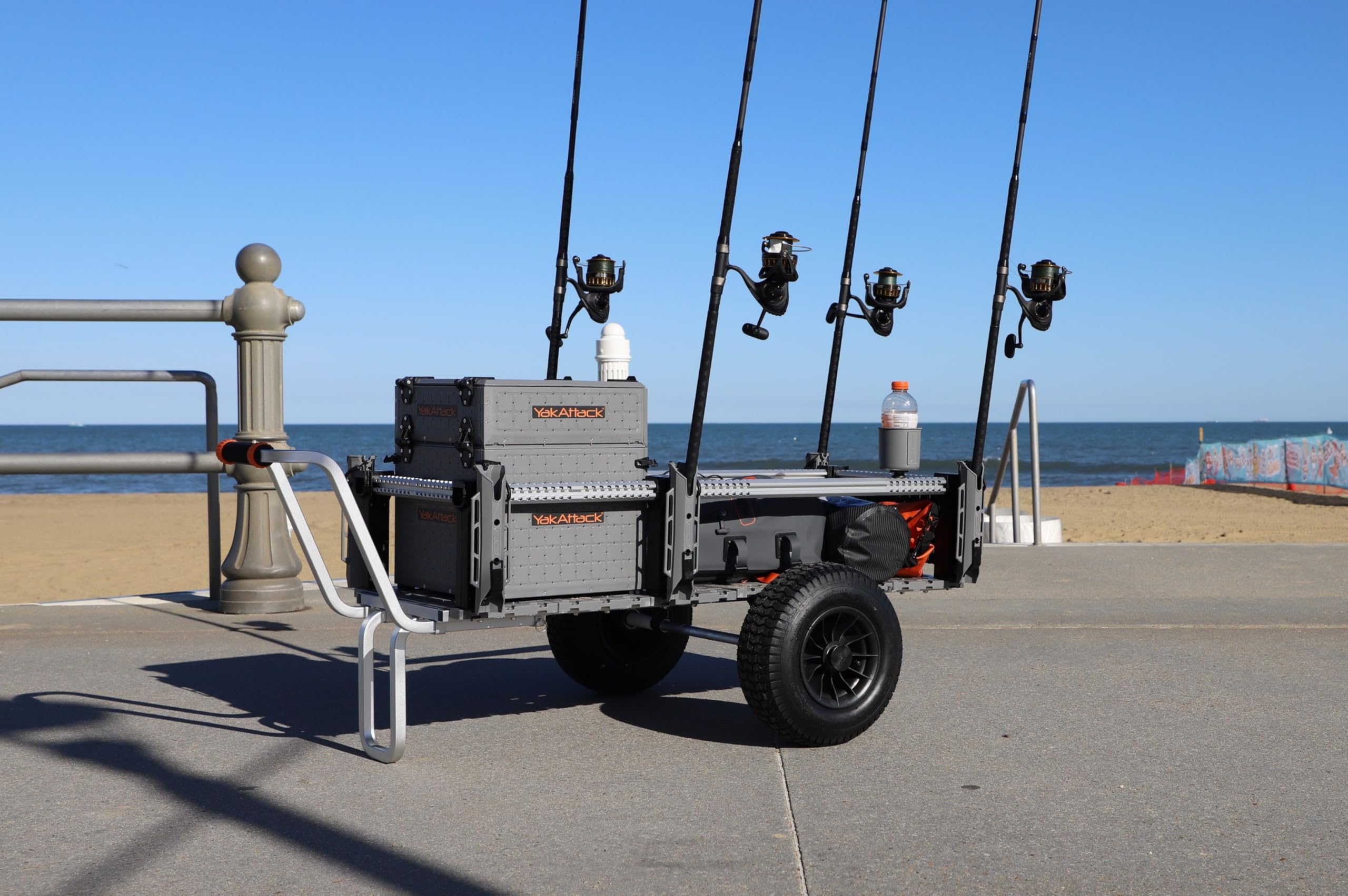 SandRig YakAttack Surf Beach Cart | Heavy-Duty 20” x 36” Gear Hauler with 16” Rubber Tires | Adjustable Design for Fishing, Camping & Beach Trips | High-Capacity, Rust-Resistant Aluminum Frame