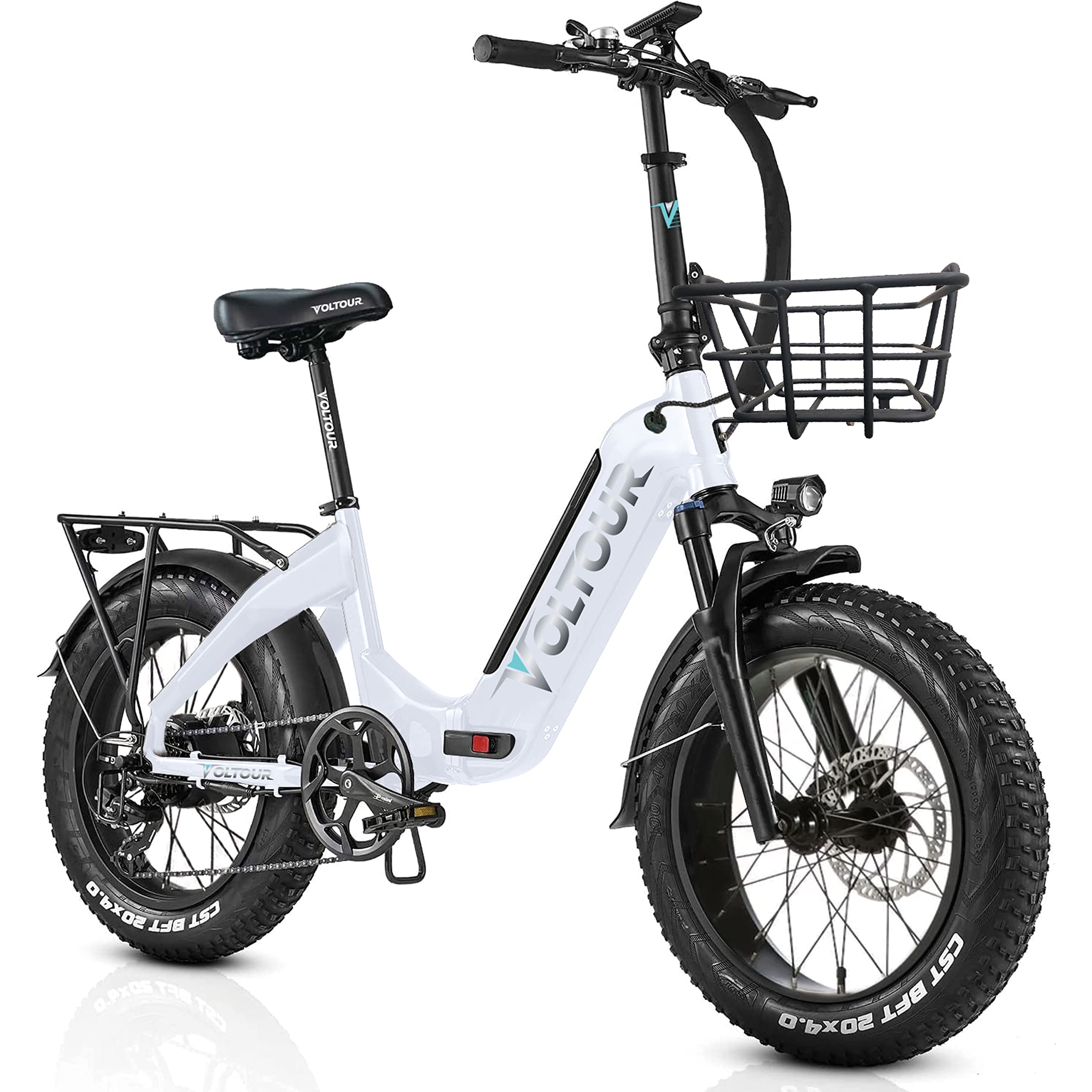 20EB-FOLSDSTWT 20" Deluxe Folding E-Bike with Step Thru Frame - Voltour 750W, White