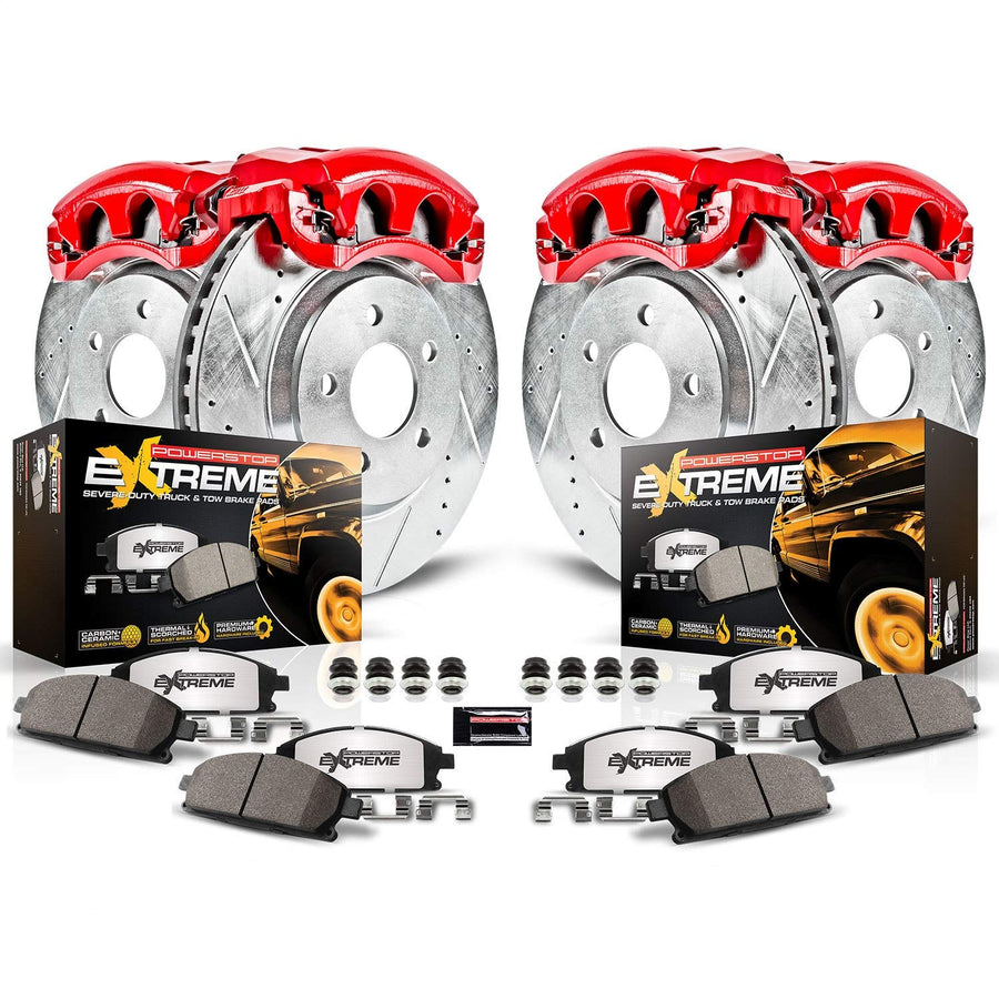 Power Stop Z36 KC4531-36 Truck & Tow Front & Rear Caliper Brake Kit- Brake Rotor, Carbon-Fiber Ceramic Brake Pads and Brake Caliper For Toyota Highlander 2004-2007 [Model Specific]