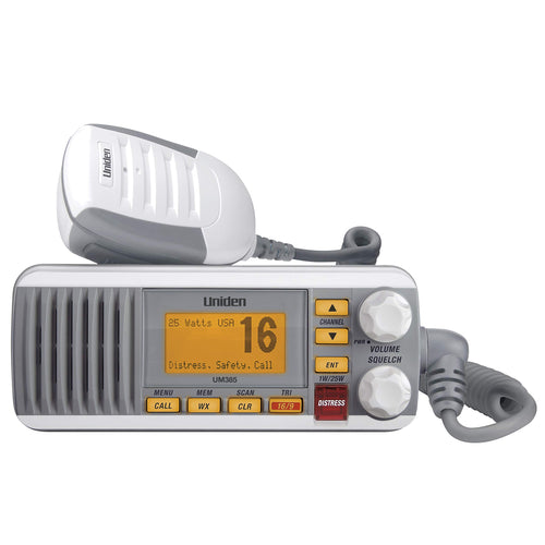 25 Watt Uniden UM385 Fixed Mount Marine Vhf Radio, Waterproof IPX4 with Triple Watch, Dsc, Emergency/Noaa Weather Alert, All Usa/International/Canadian Marine Channels, Memory Channel Scan, White