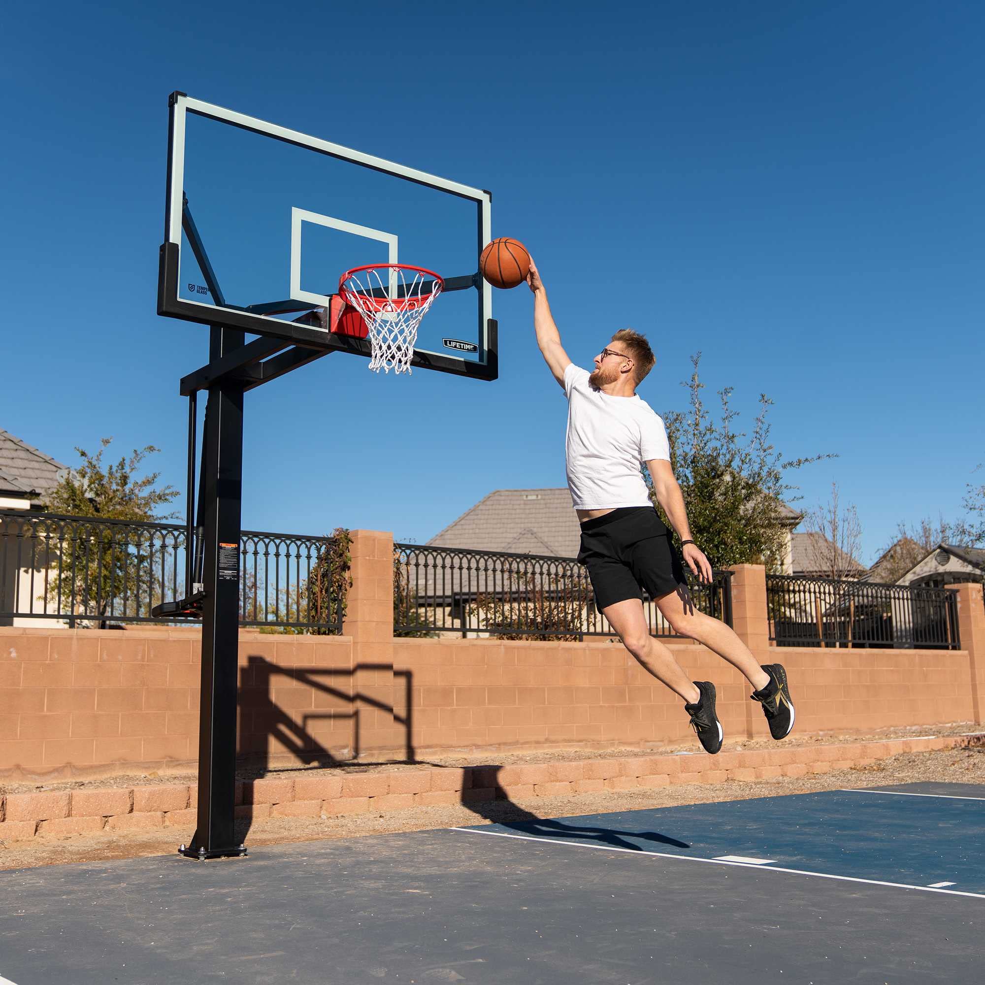 Mammoth 72" Lifetime Deluxe In-Ground Basketball Hoop, Mammoth Lift Adjustable Height, Tempered Glass Backboard Bolt Down System