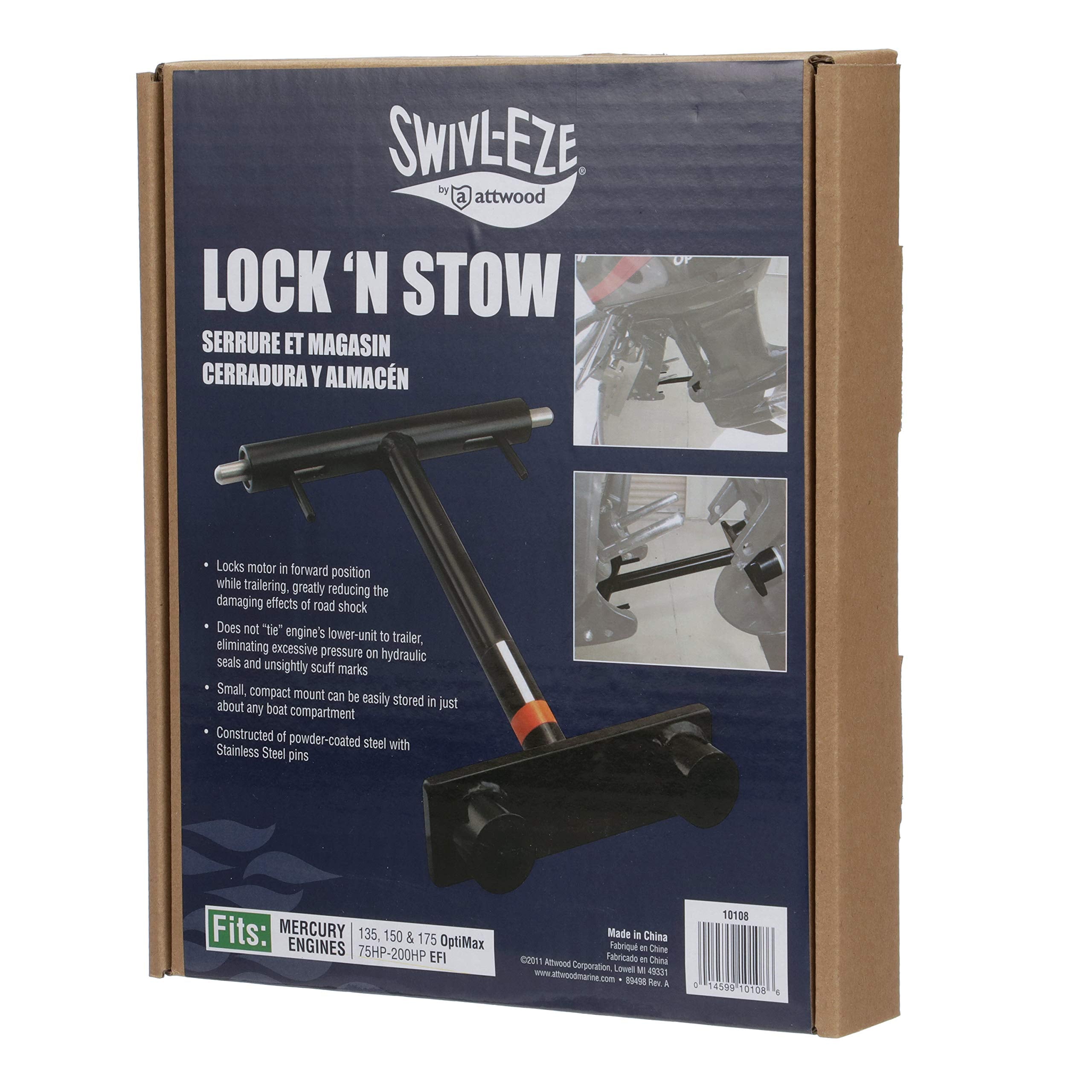 Lock N’ Stow™ Attwood 10108, Fits Mercury 135 OptiMax, 150 OptiMax, 175 OptiMax, and 75-HP to 200-HP EFI Outboard Motors
