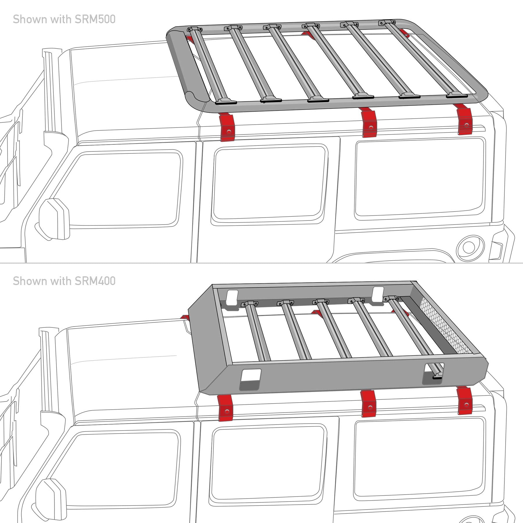 Go Rhino Mounting Kit SRM - 6 Gutter Mounts | Mild Steel, Textured Black | 5910011T | Fits Go Rhino SRM300, SRM400, SRM500, & SRM600 Roof Racks (Excludes SRM300 Racks on Jeep Wrangler)
