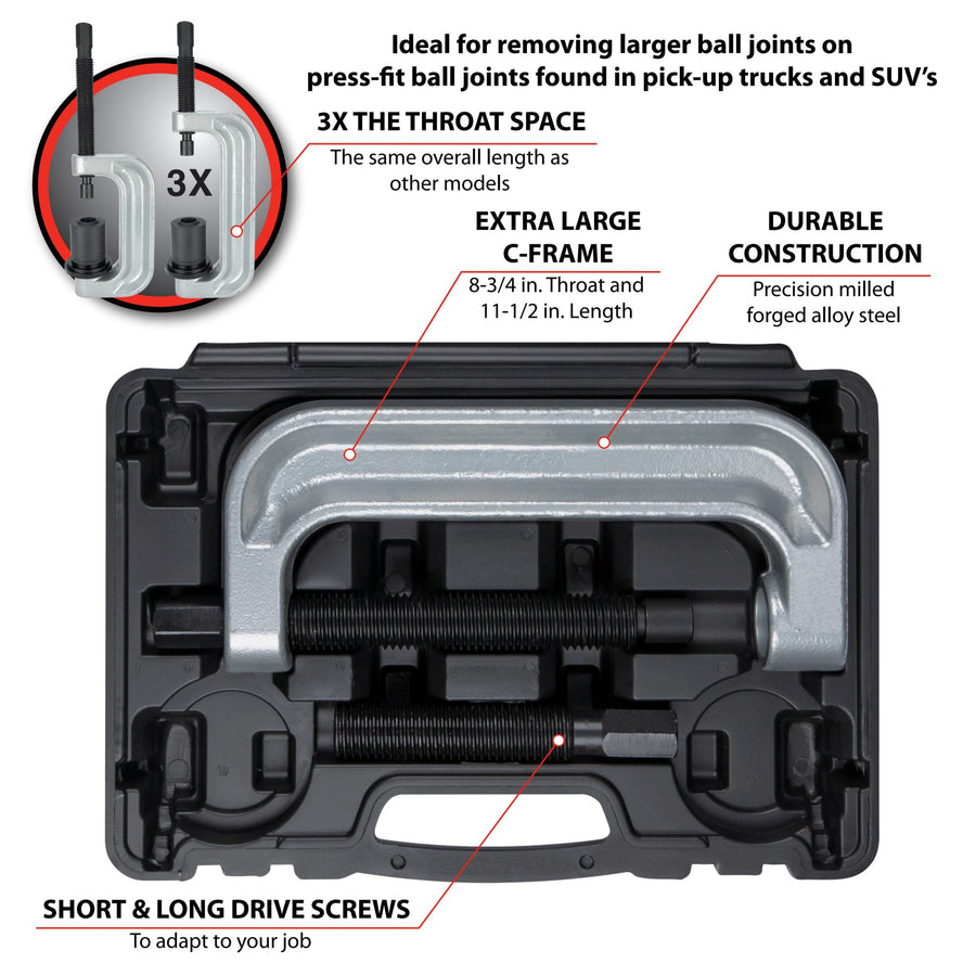 Extra Large Performance Tool W89306 C-Frame Ball Joint Tool for Heavy-Duty Vehicles and Trucks with Easy-to-Use Design and Durable Construction