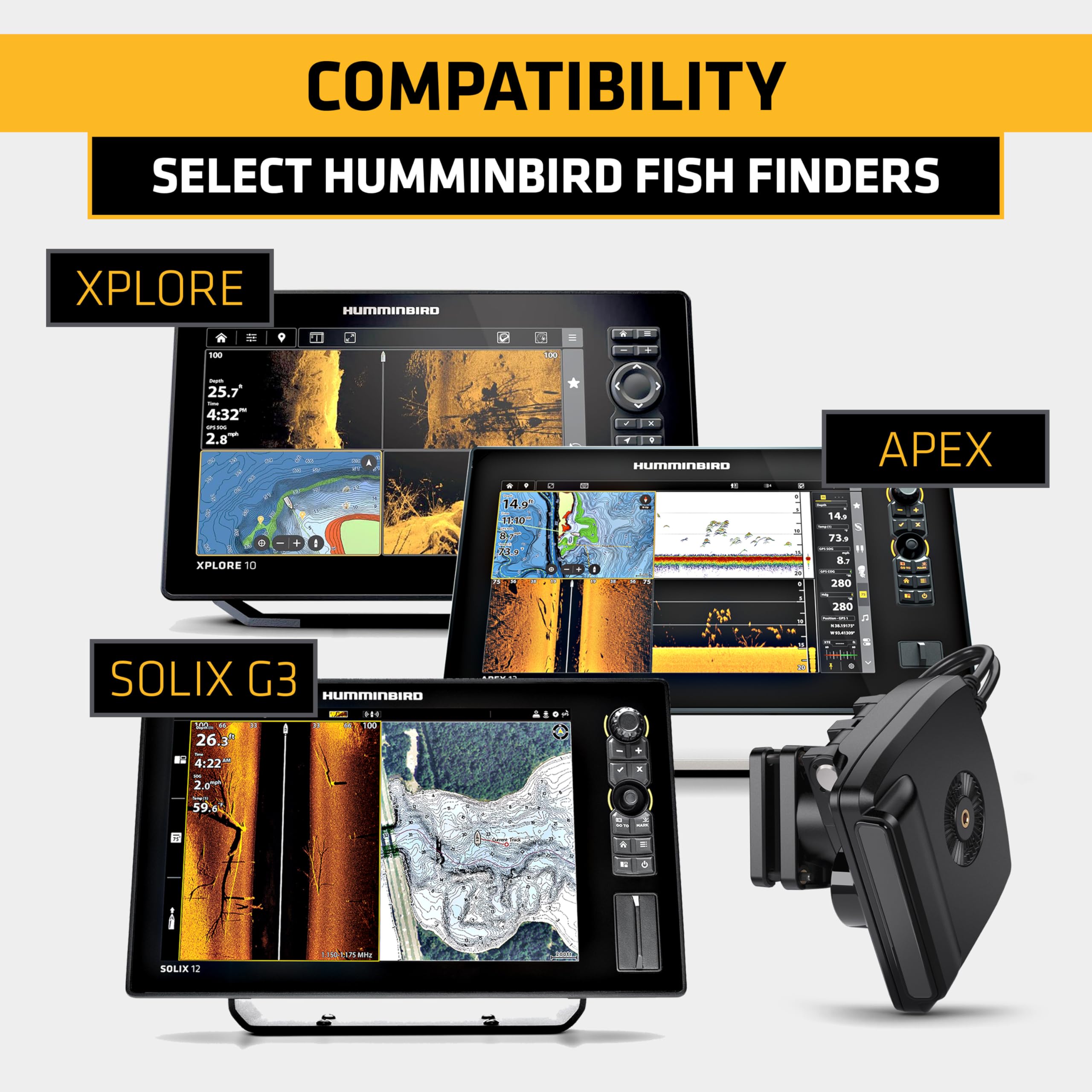 Humminbird 2 MEGA Live Forward-Facing Sonar Transducer for XPLORE, APEX, and SOLIX G3 Fish Finders