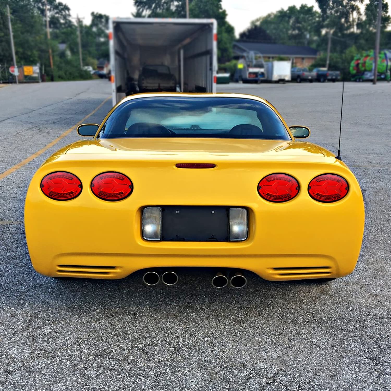 Red Tail Lights SPEC-D TUNING w/LED Tube Bar Compatible with 1997-2004 Chevy Corvette C5