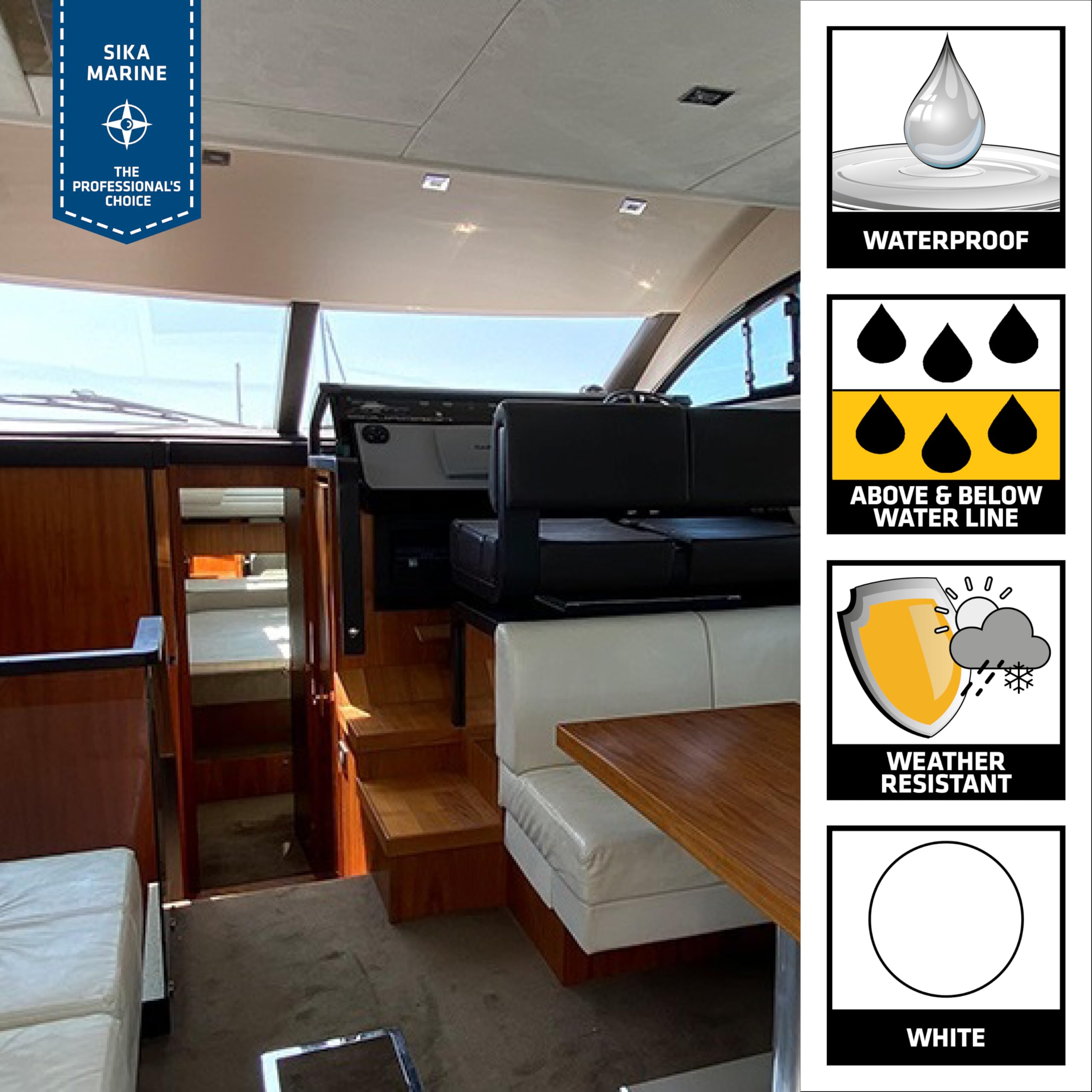 Multifunctional Sikaflex-291 Adhesive & Sealant - White for Boats - Marine Use - Resists Weathering and Aging - 3 fl. oz. Tube