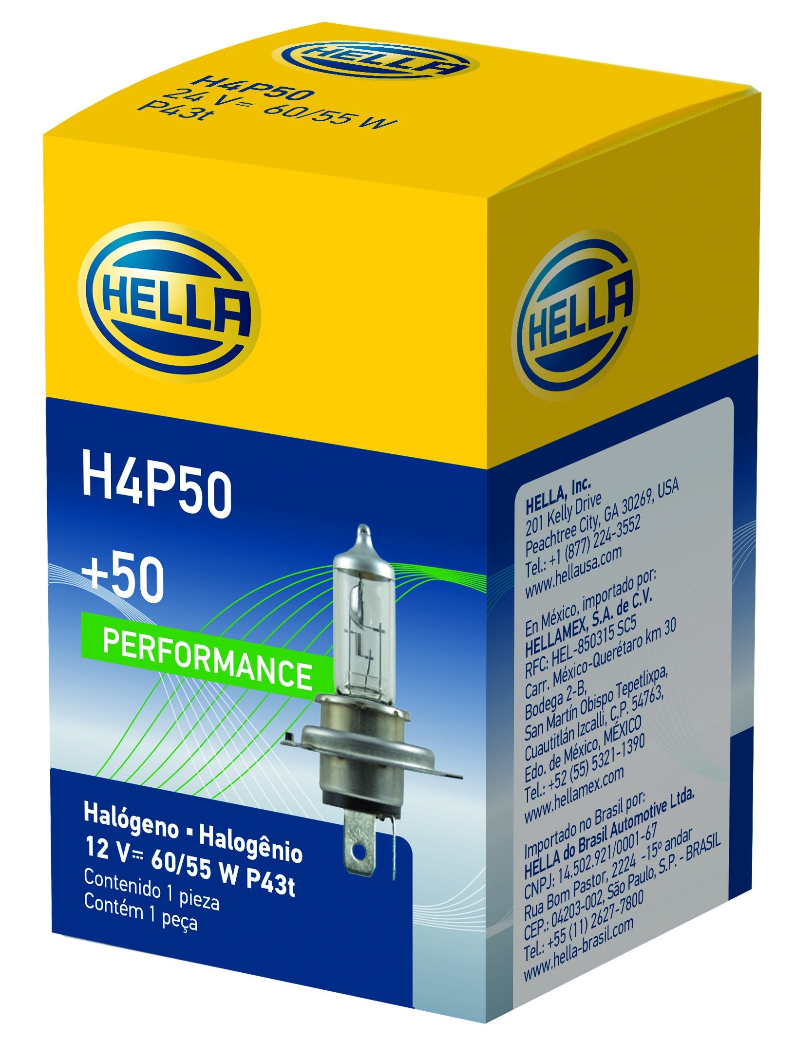 HELLA +50 H4P50 Performance Bulb, 12V, 60/55W