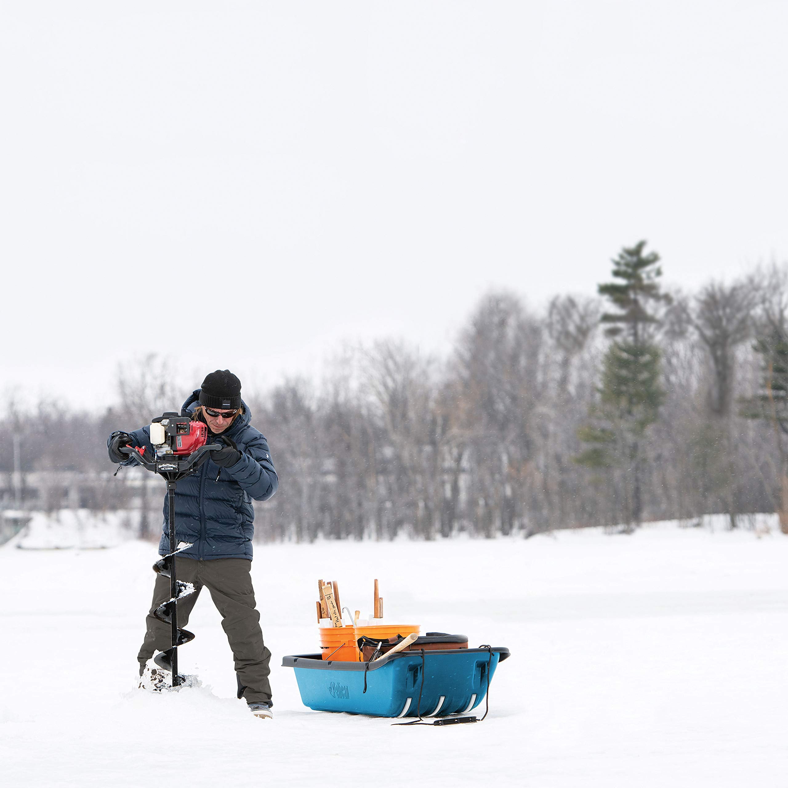Trek 52 Utility Sled - Pelican - Cyan - Ram-X Runners, Pull Rope and Travel Cover - 4 Season Sled - Any Outdoors Activities - Carry Up to 226 lb - Heavy Duty RAM-X Construction - LDT52PA30-0